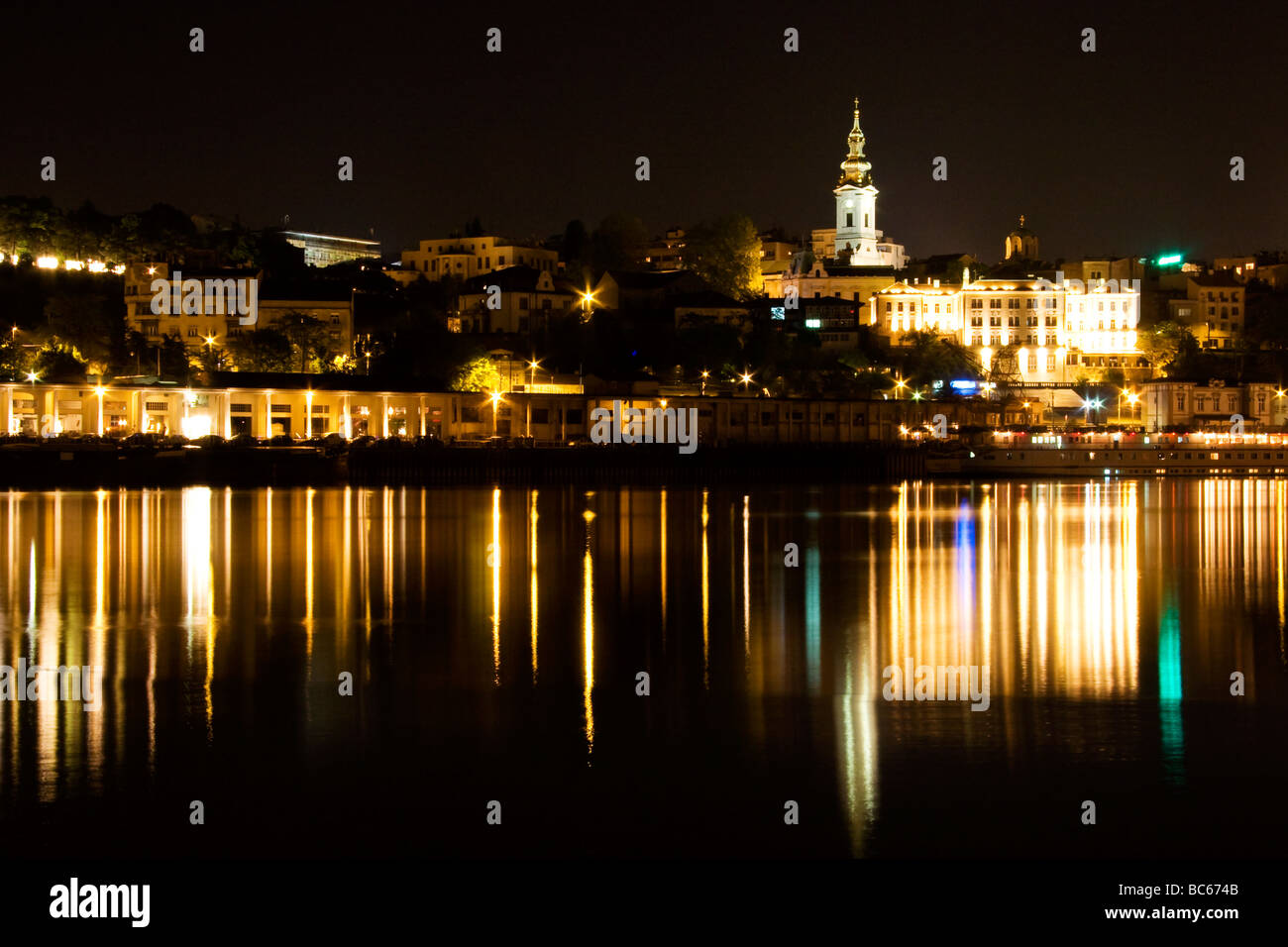 Belgrade at Night Stock Photo