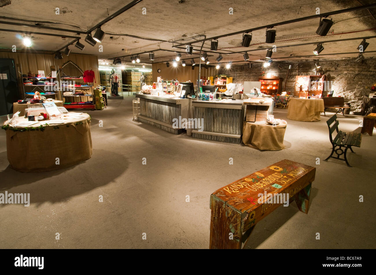 Underground gift shop, Kansas Underground Salt Museum, Hutchinson, Kansas. Stock Photo