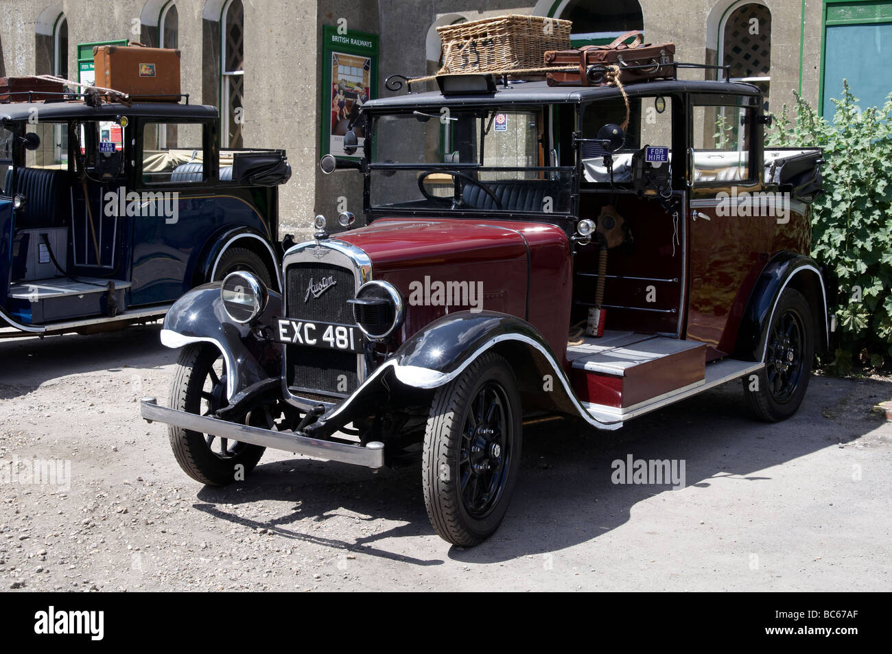 Austin 12 taxi cab outside a railway station as part of a vintage and WW2 display Stock Photo