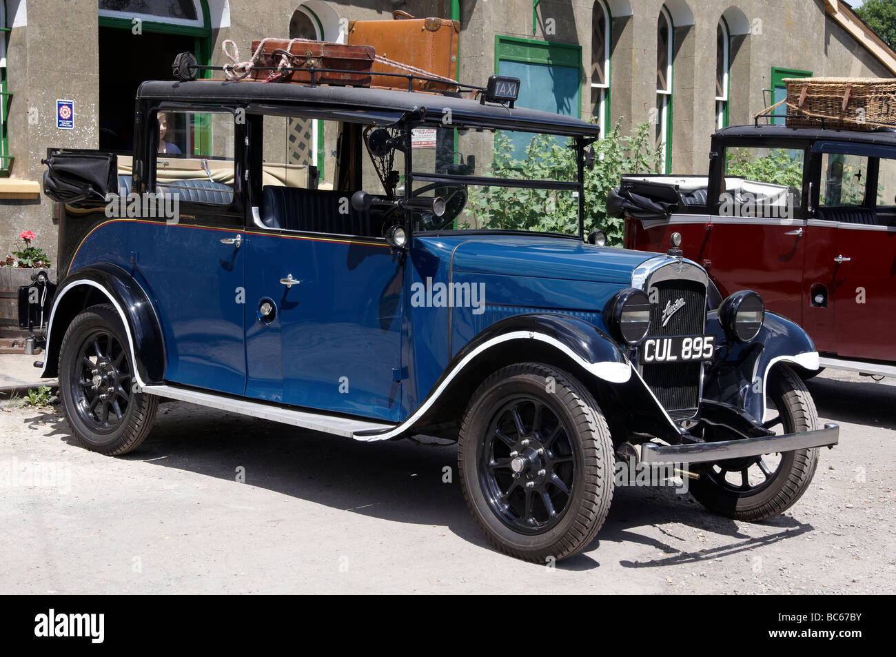 Austin 12 taxi cab outside a railway station as part of a vintage and WW2 display Stock Photo