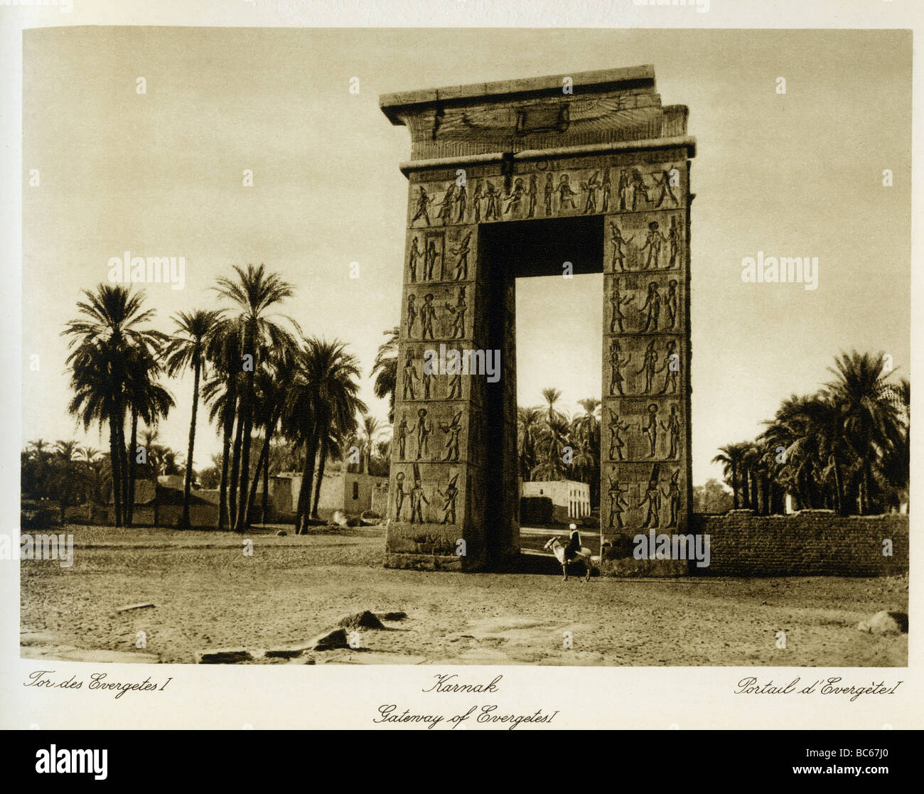 geography / travel, Egypt, Karnak, temple, gate of King Ptolemy III  Euergetes I, 1930s, , Stock Photo