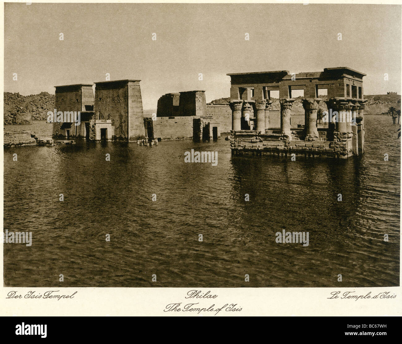 geography / travel, Egypt, Philae, temple is Isis, flooded, 1930s, , Stock Photo
