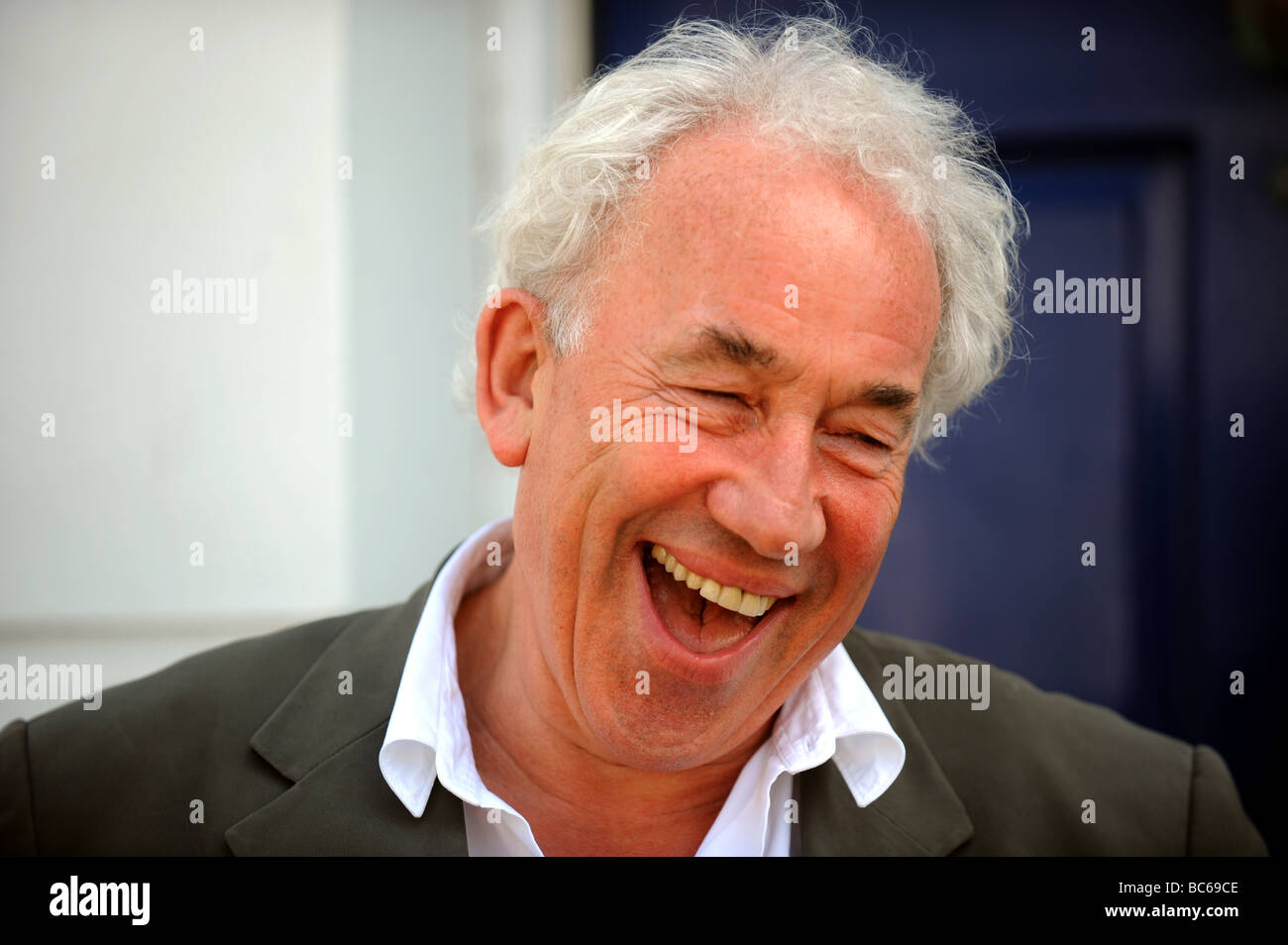 British actor Simon Callow laughing UK Stock Photo Alamy