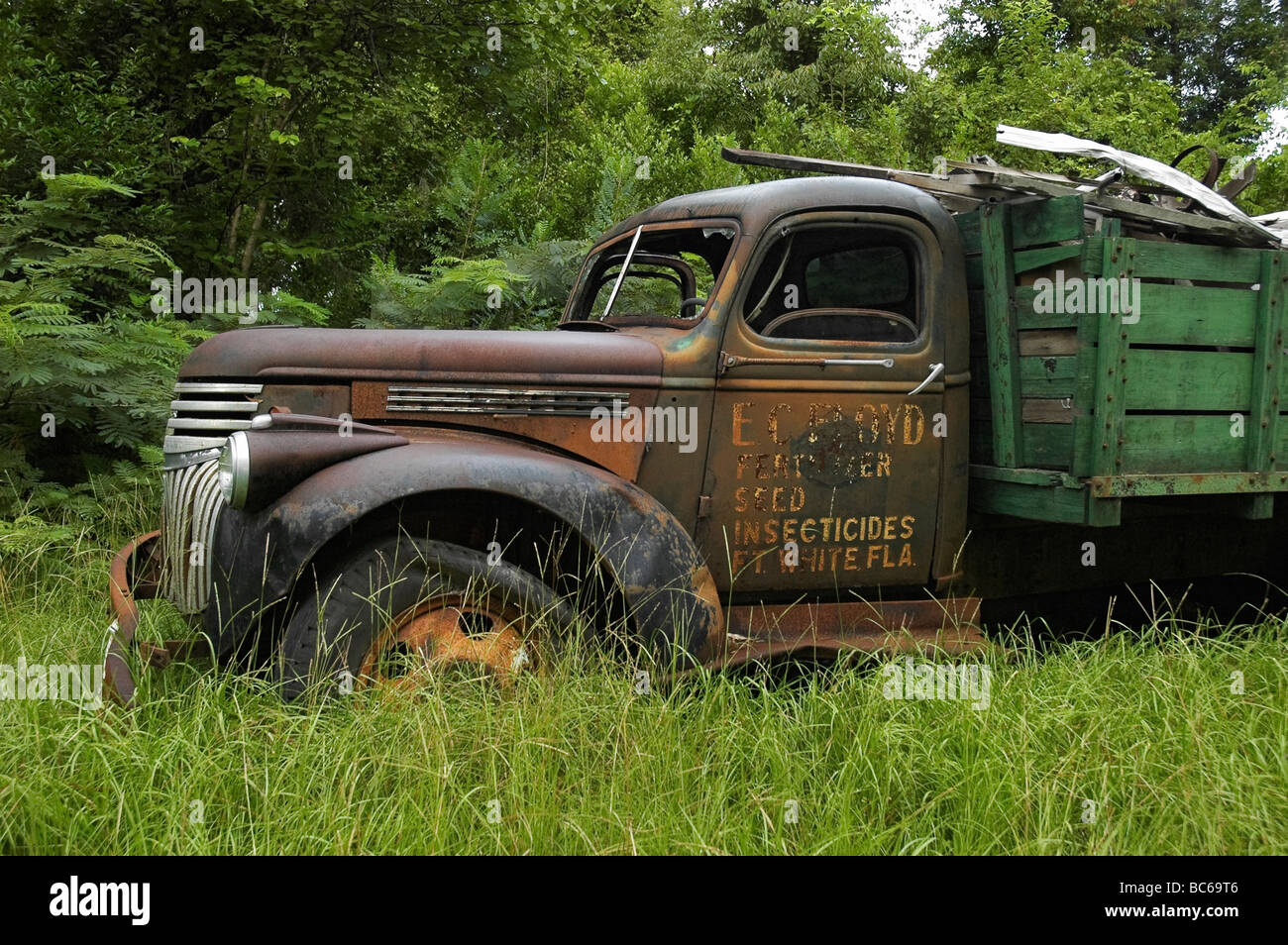 Old Chevrolet work truck abandoned in rural North Florida. Stock Photo
