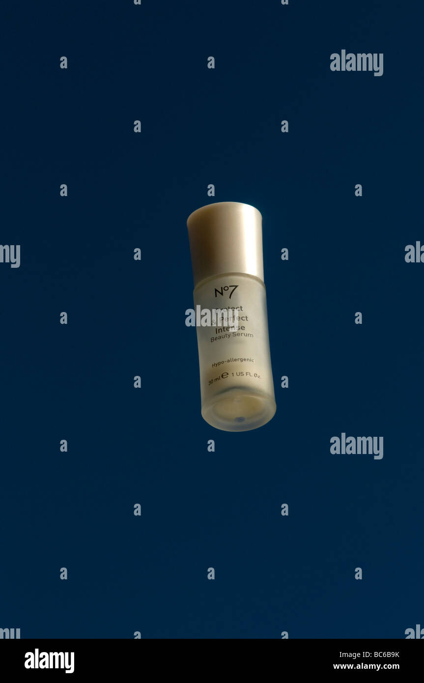 Boots No7 Protect & Perfect Intense Beauty Serum against a clear blue Stock  Photo - Alamy