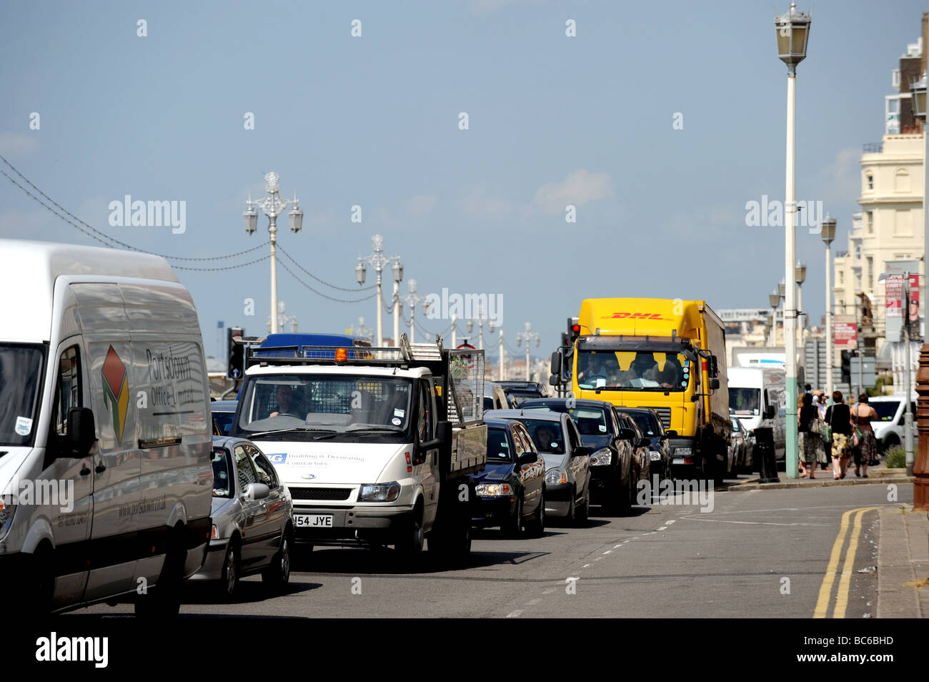 Traffic jam along Brighton seafront East Sussex UK Stock Photo