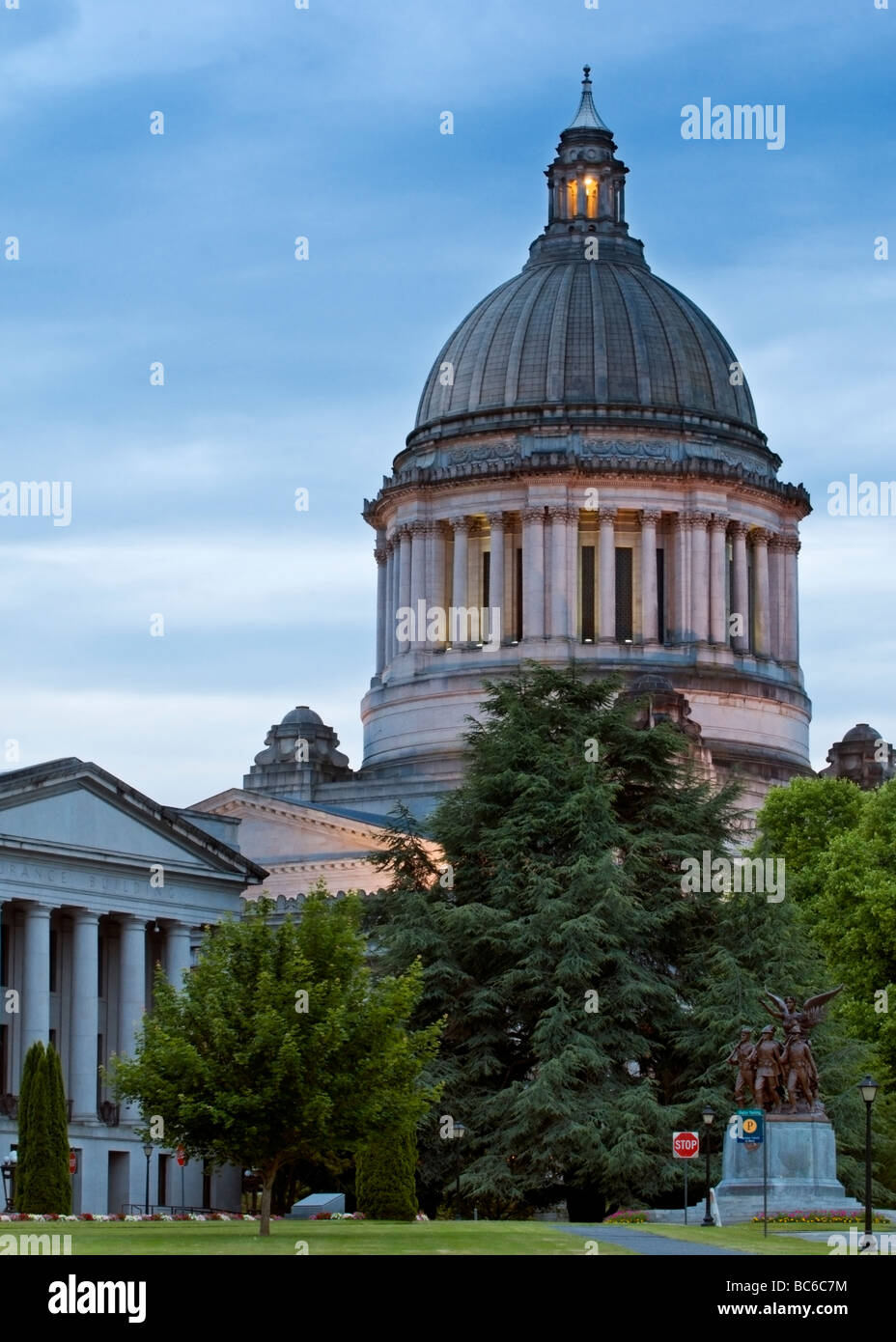 Washington State Capitol building in Olympia, Washington boasts one of the tallest free standing masonry domes in the world. Stock Photo