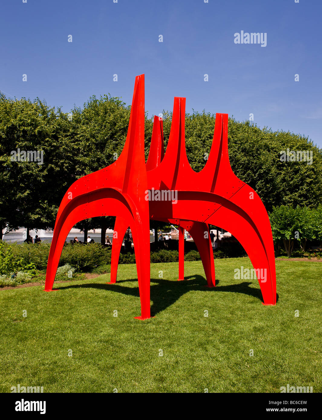 WASHINGTON DC USA Cheval Rouge sculpture by Alexander Calder in the National Gallery of Art Sculpture Garden Stock Photo