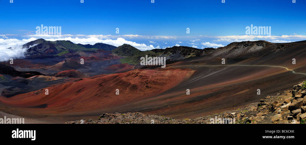 Panorama view of Haleakala National Park, Maui, Hawaii, USA. Stock Photo