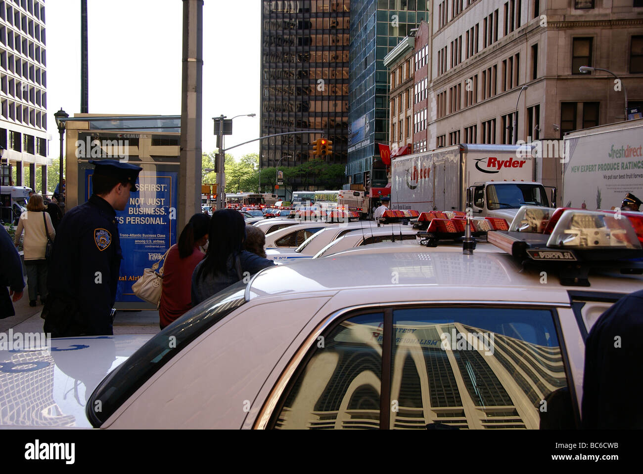 NYPD Police presence in downtown Manhattan Stock Photo