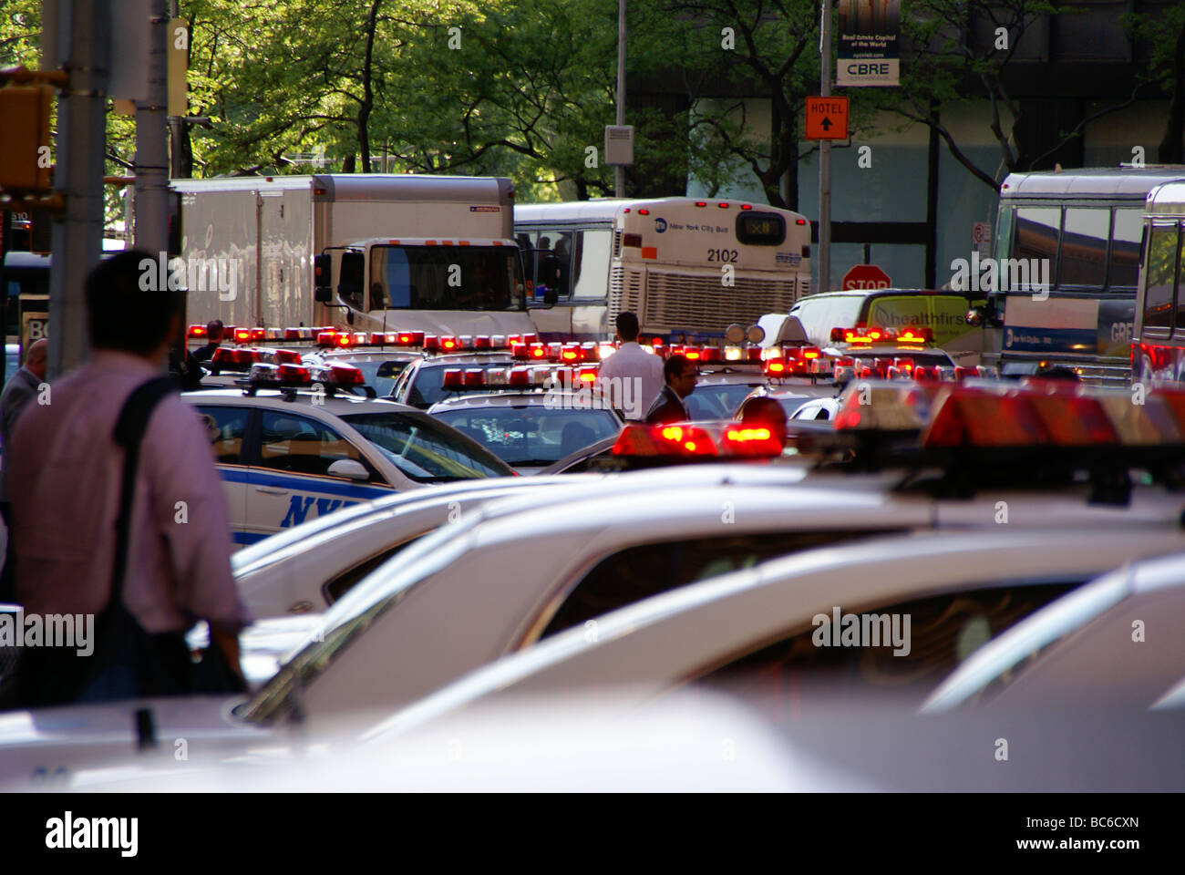 NYPD Police presence in downtown Manhattan Stock Photo