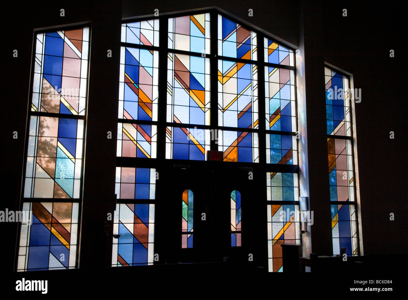 Catholic Church Covered In Stained Glass Sarasota Florida Stock Photo