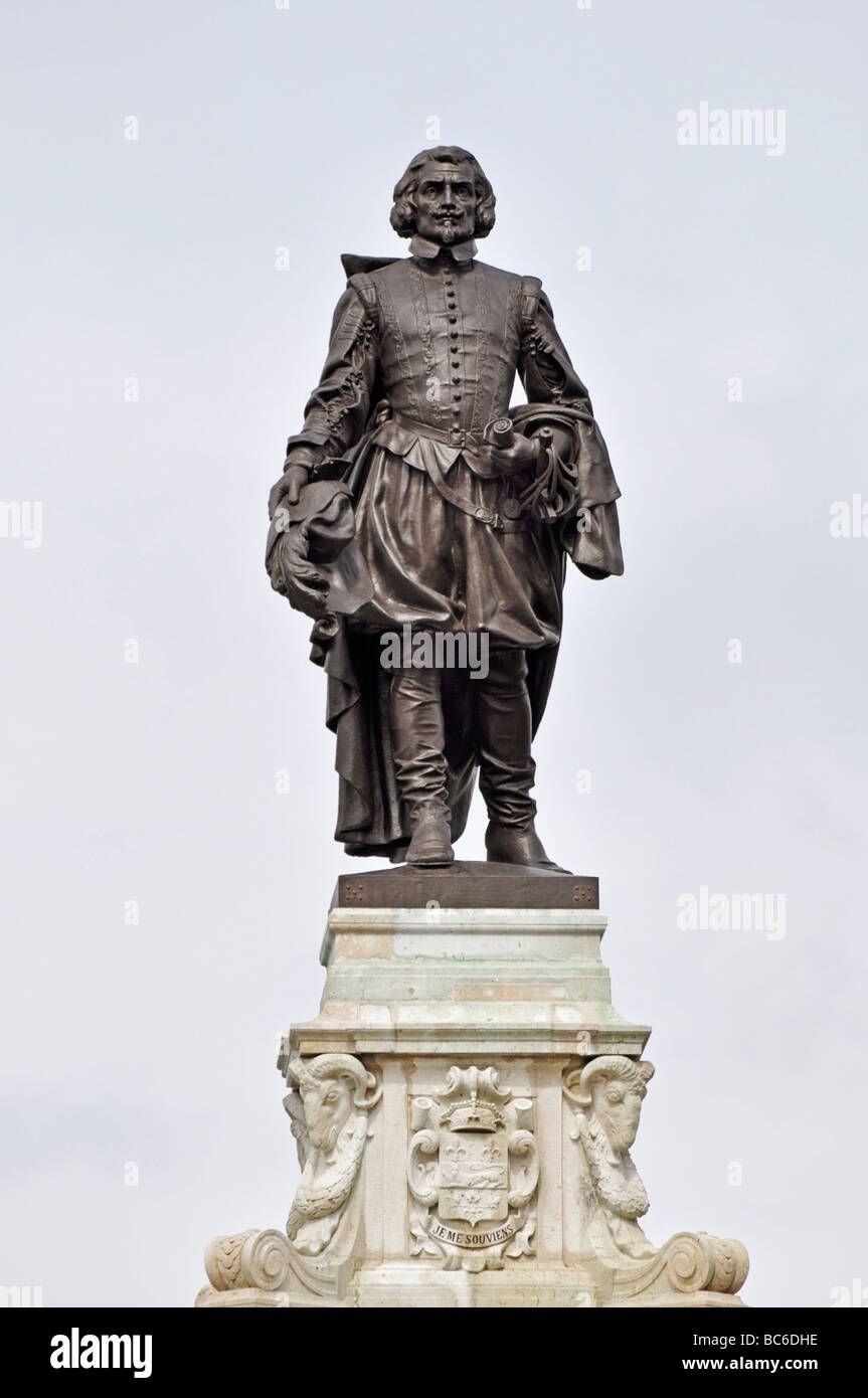 Statue of Samuel de Champlain, in Old Quebec City, Canada Stock Photo