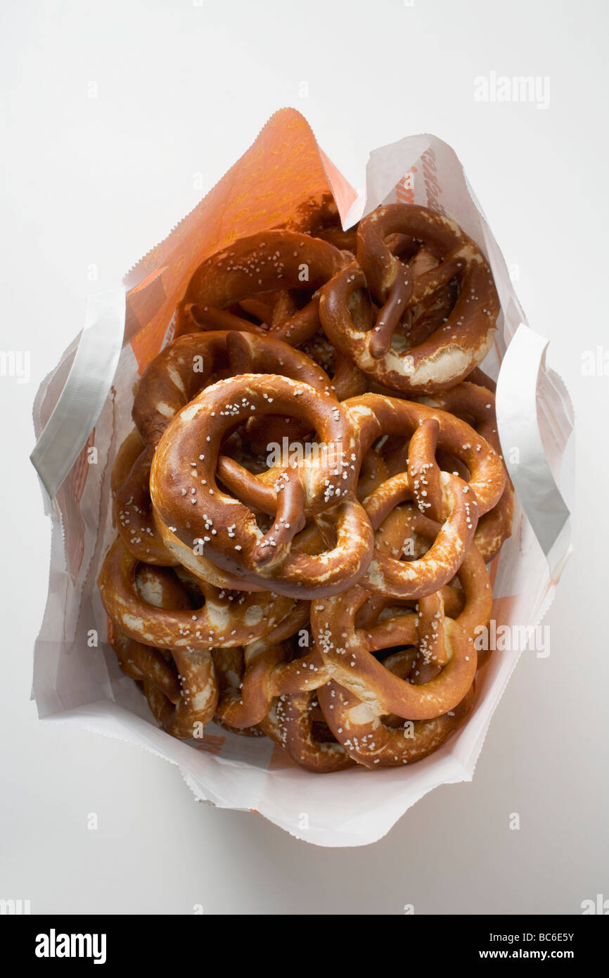 Pretzels in paper bag Stock Photo Alamy