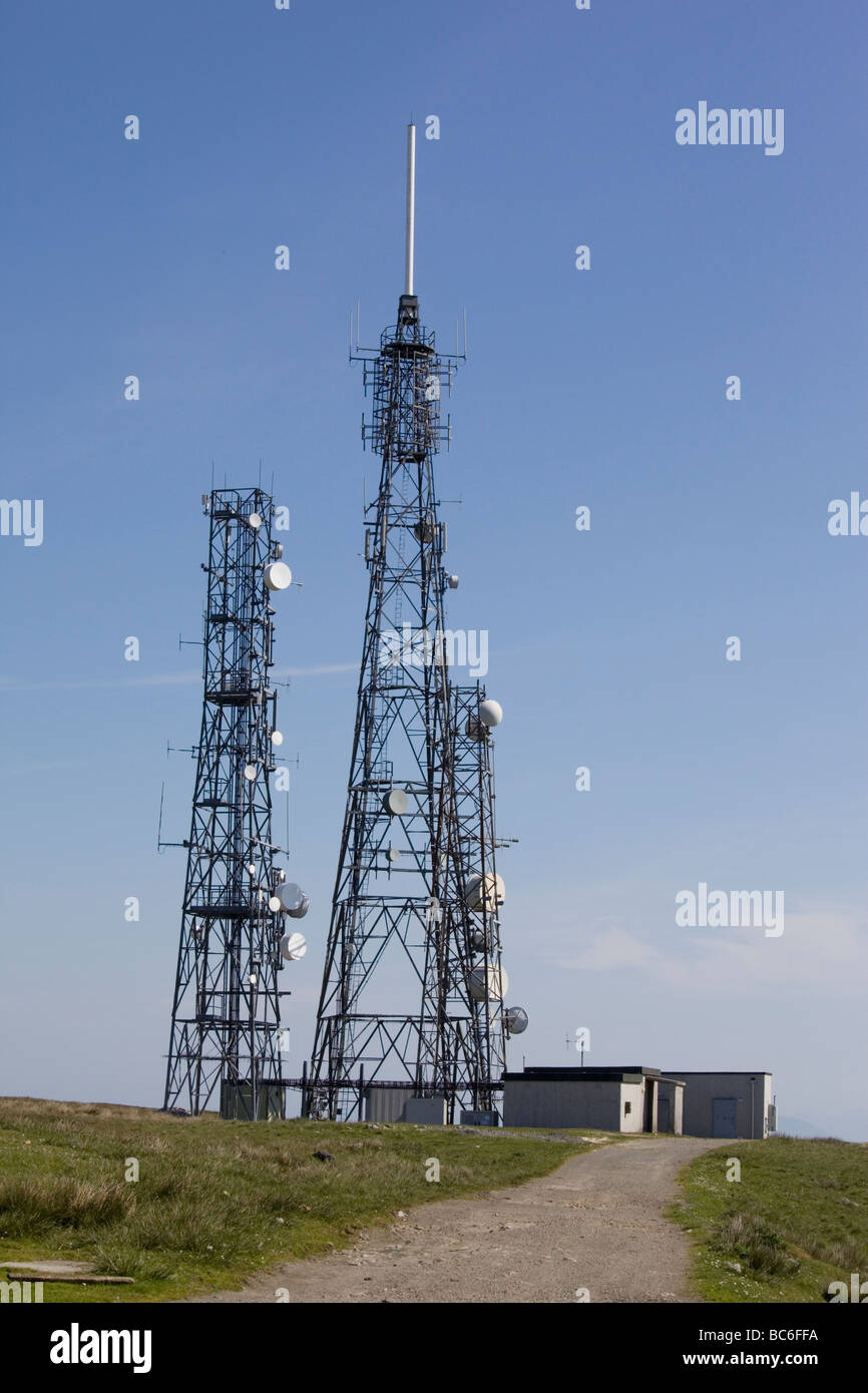 Radio masts at South Clettreval, North Uist, Scotland Stock Photo