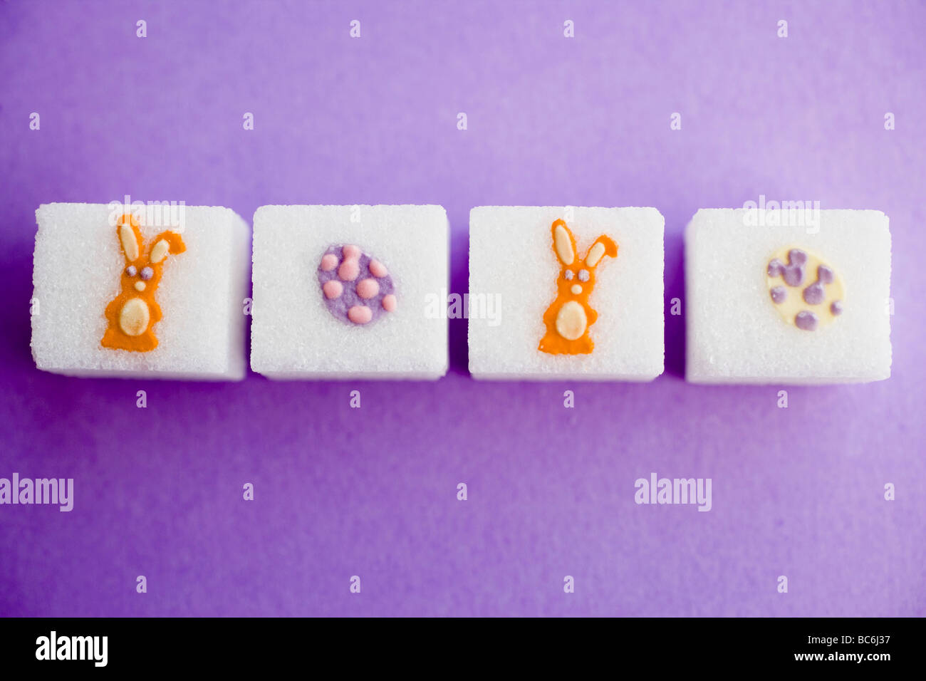 Sugar Cubes With Easter Decorations In A Row Stock Photo 24732155
