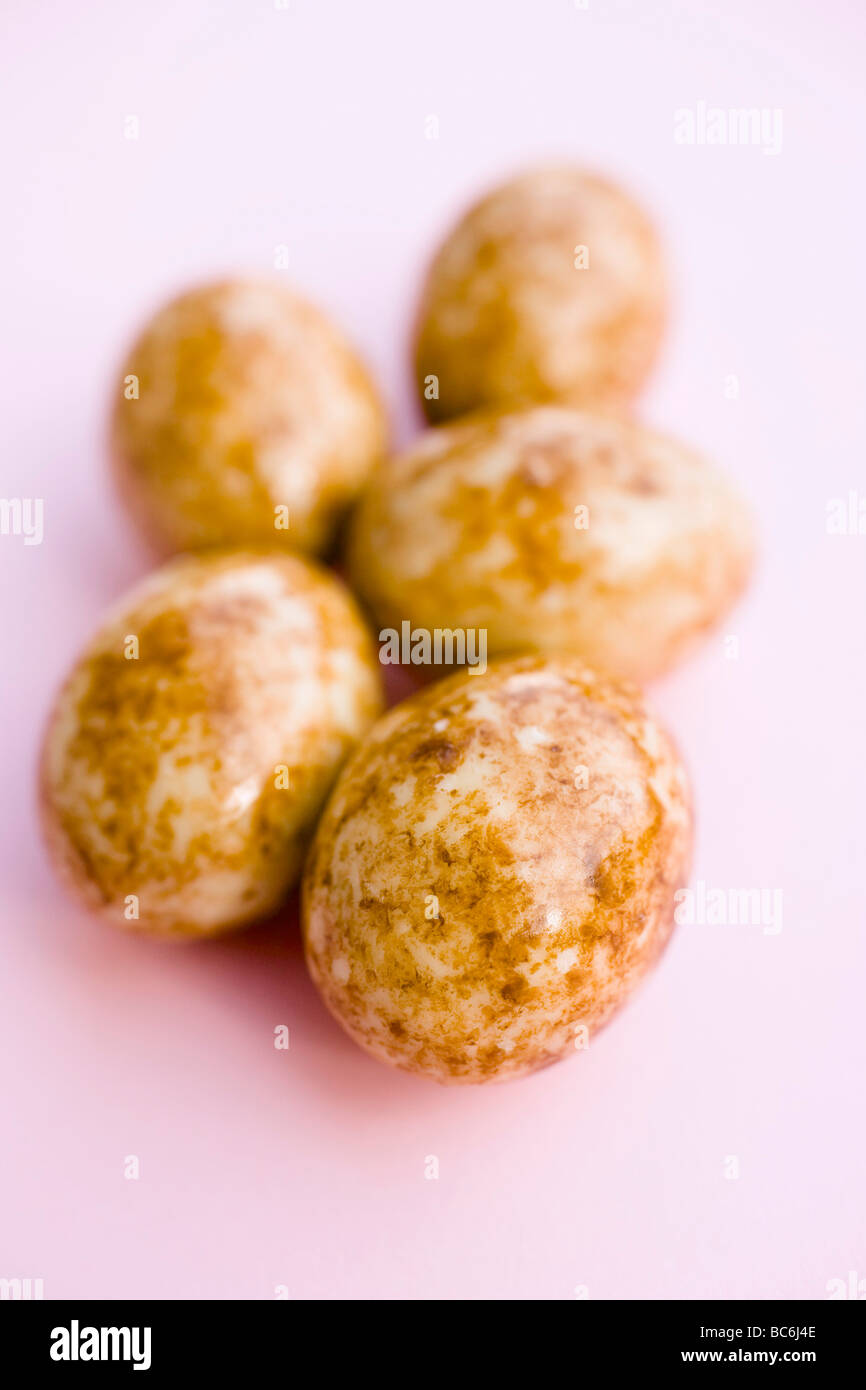 Mottled chocolate eggs - Stock Photo