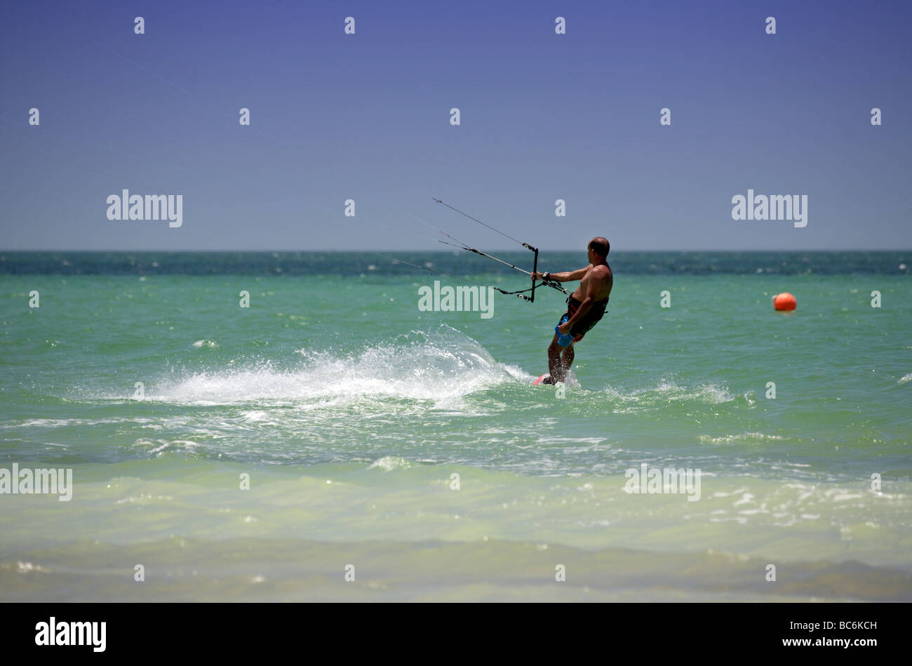 Kite surfing on Holbox island, Quintana Roo, Yucatán Peninsula, Mexico