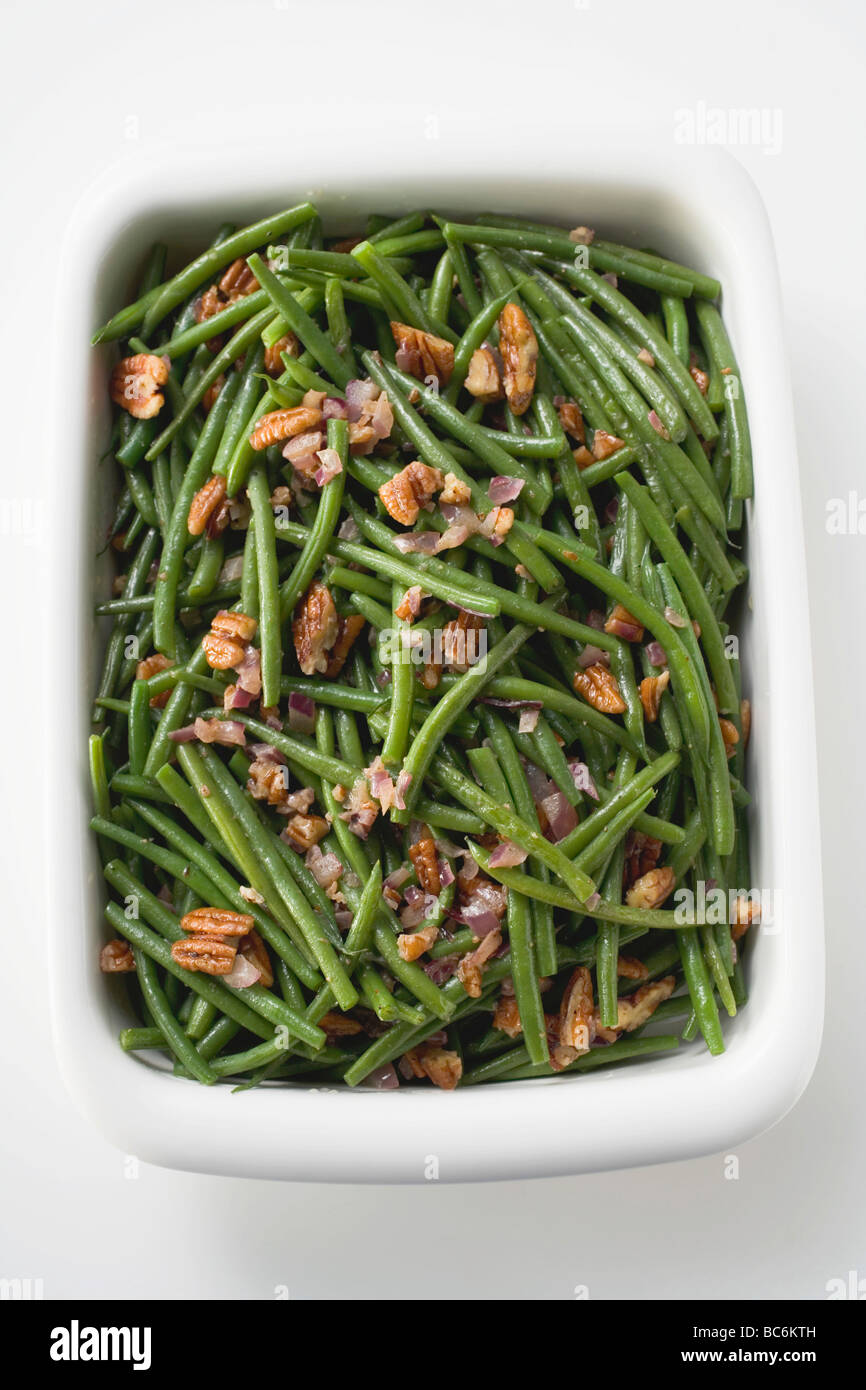 Green beans with bacon and pecans Stock Photo Alamy