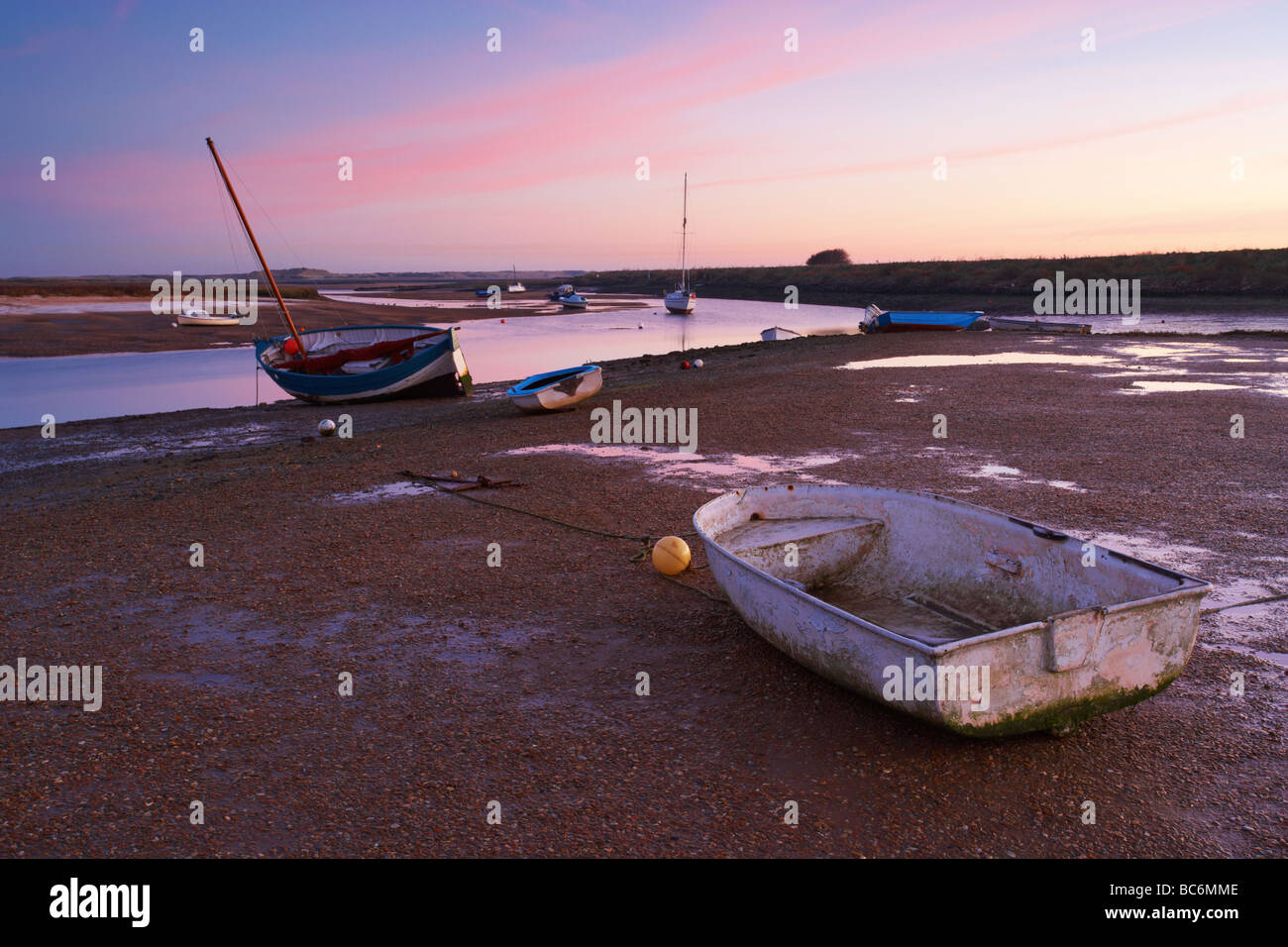 Early morning at Burnham Overy Staithe on the North Norfolk Coast Stock Photo