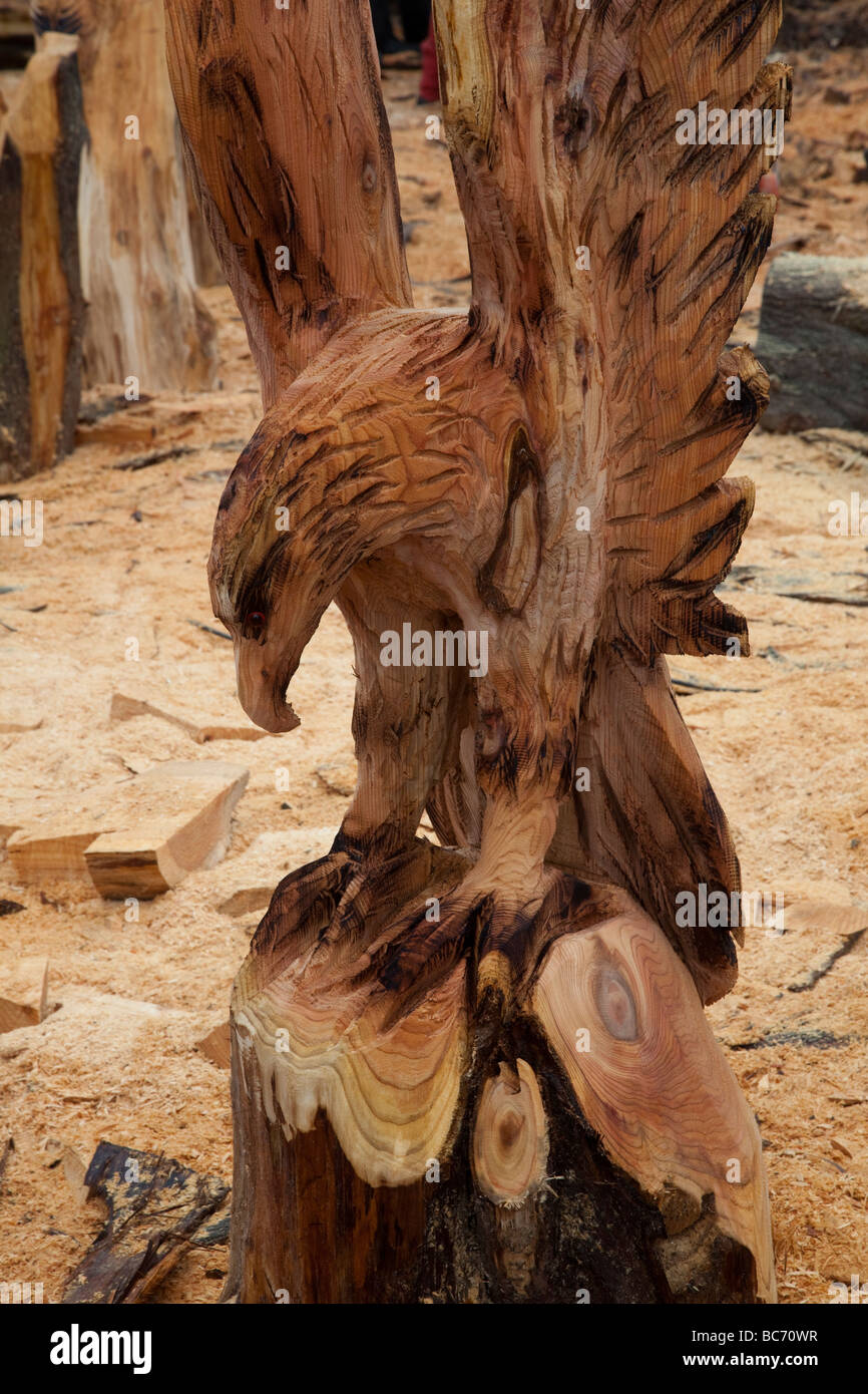 Wood Art Sculpture Sawdust Sculptor Timber Chips Log Stock Photo Alamy