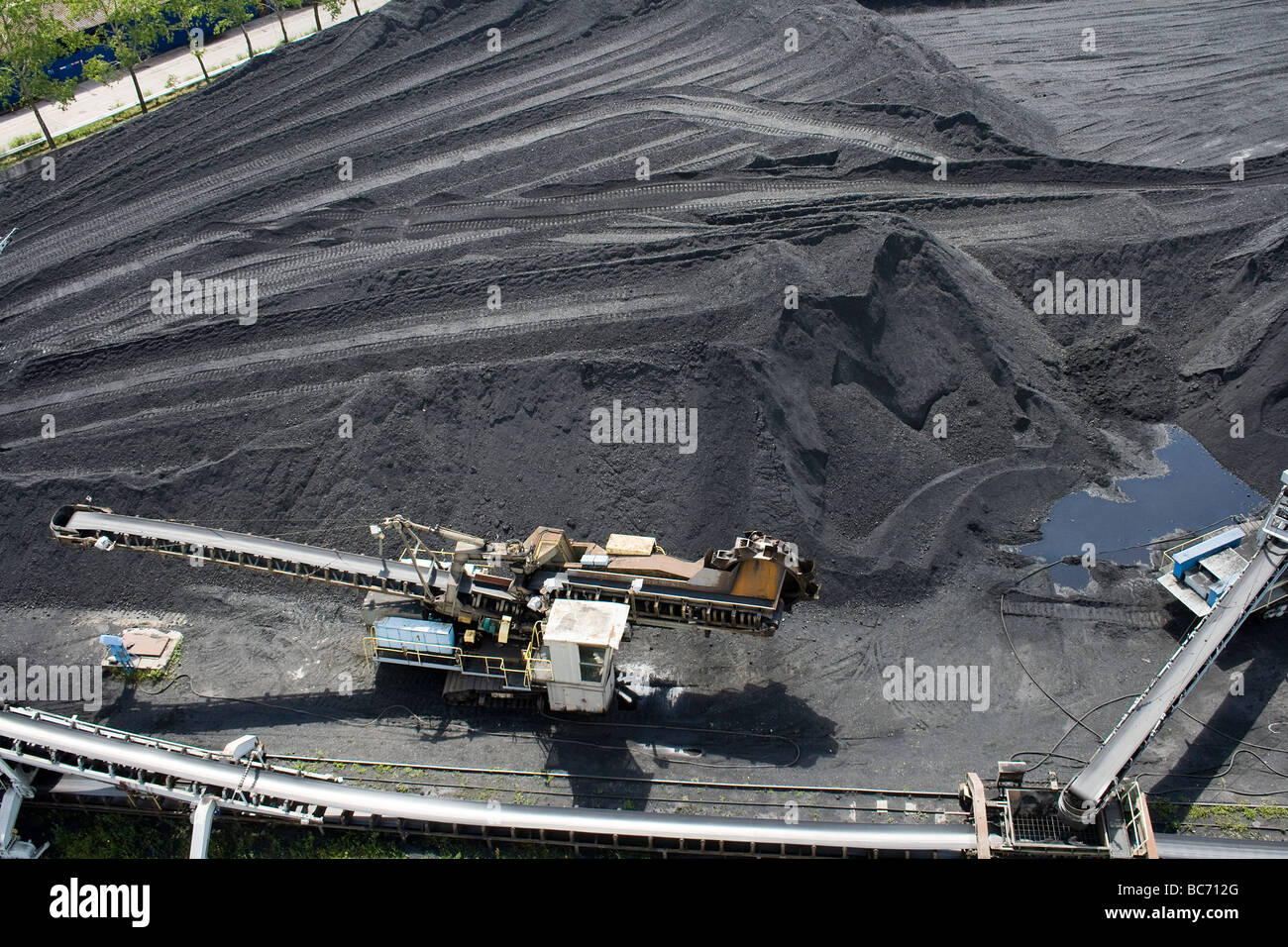 Overhead photographs taken from EC wybrzeze coal power plant in Gdansk. Stock Photo