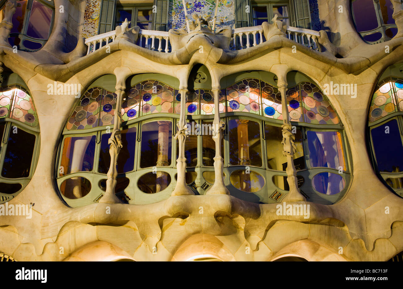 Barcelona - detail from facade of casa Batllo from Gaudi Stock Photo