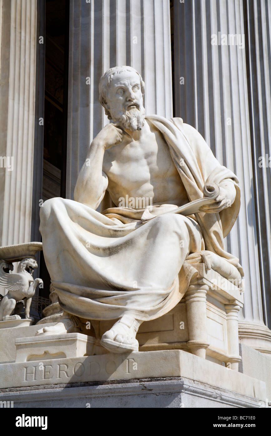 Vienna philosopher statue for the Parliament Herodotus Stock Photo