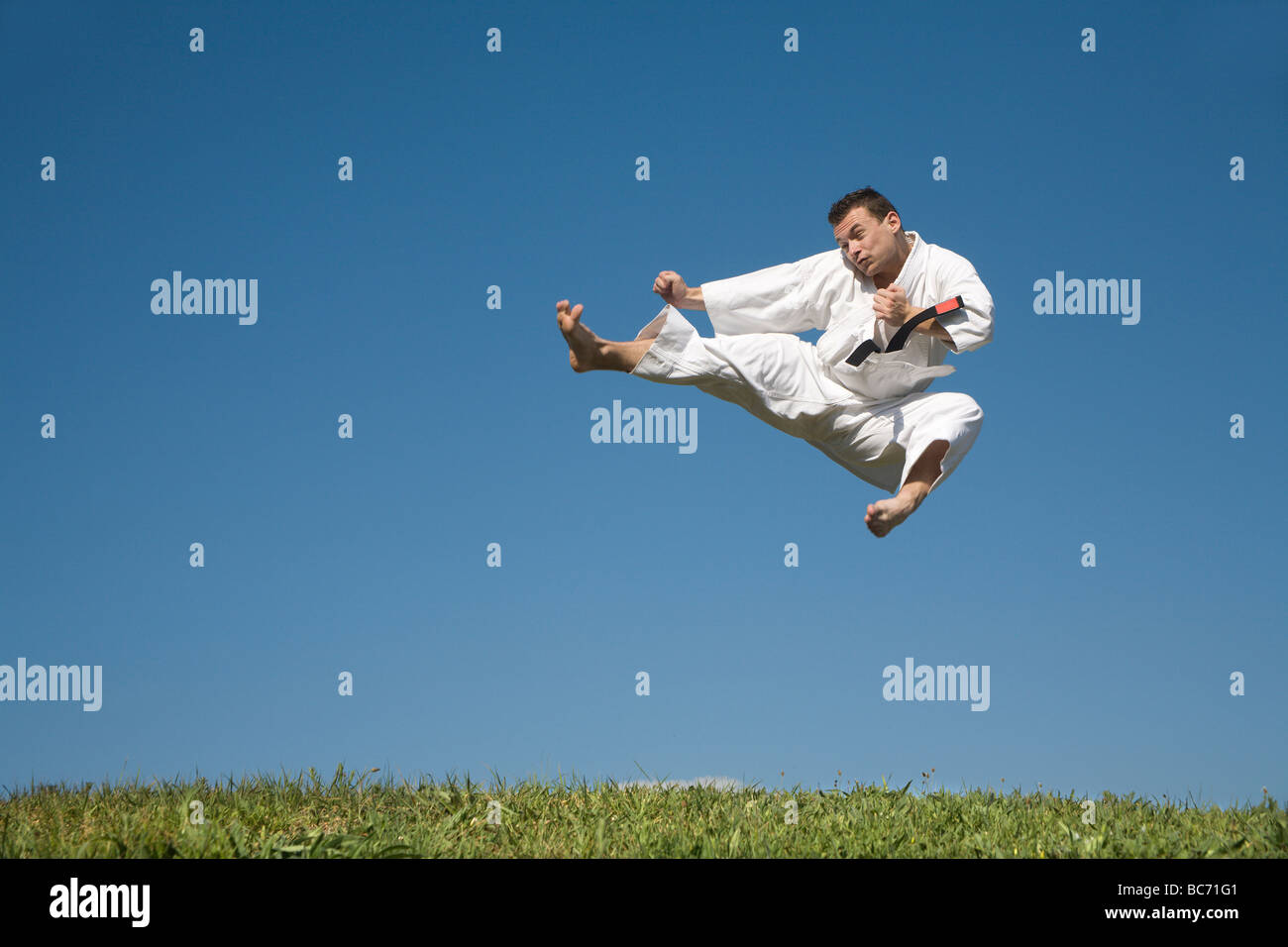 kick of world master in karate Stock Photo