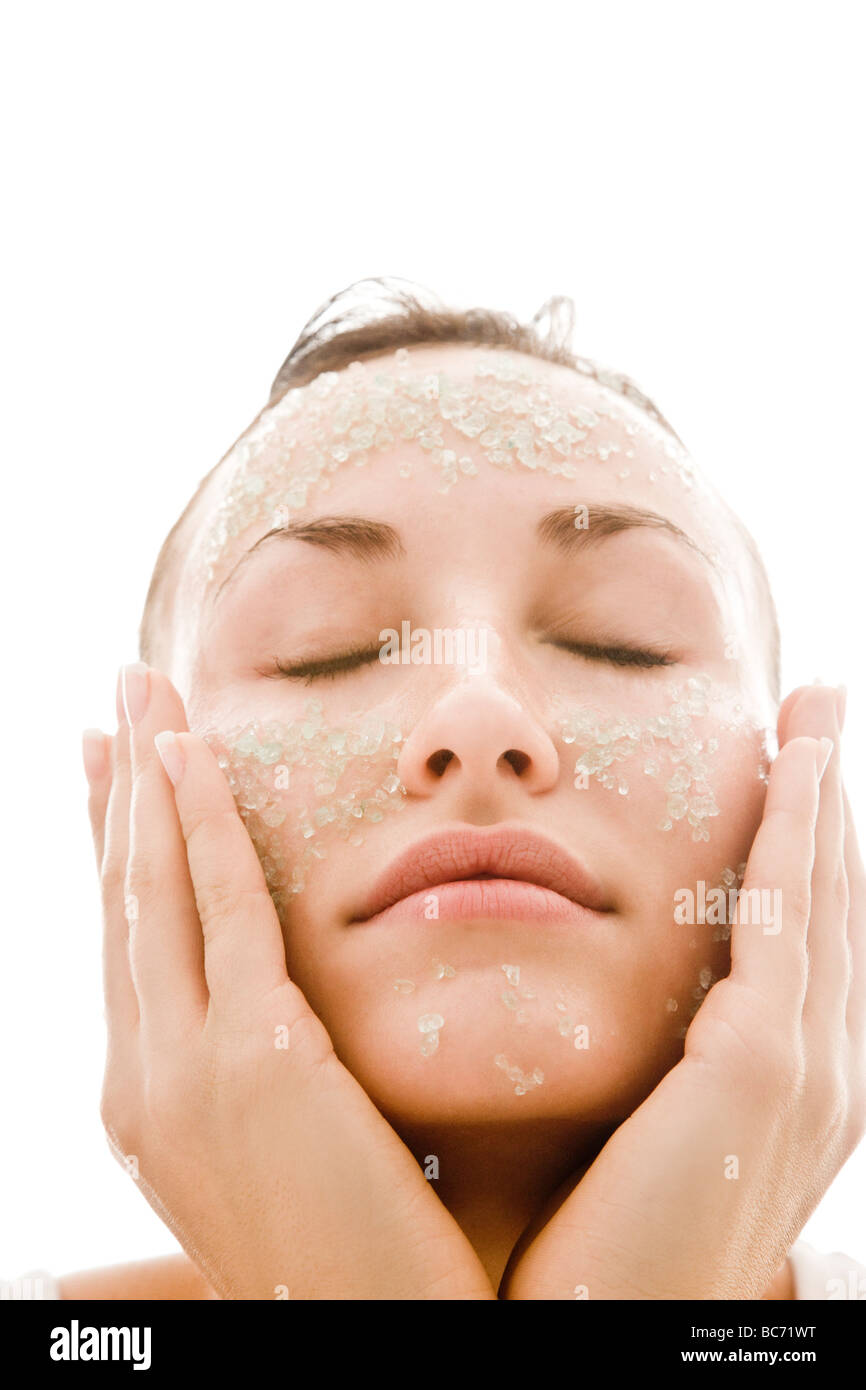 woman applying facial mask Stock Photo Alamy