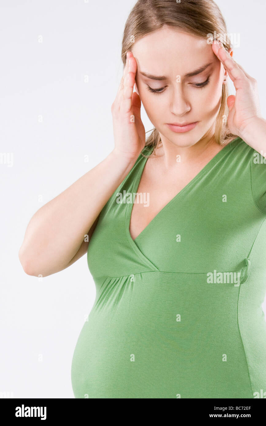 pregnant woman with headache Stock Photo Alamy