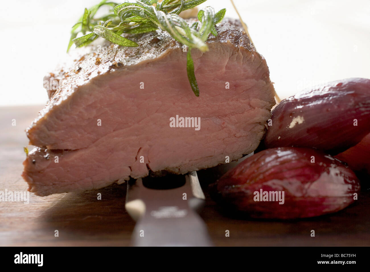 Roast beef with tarragon and shallots Stock Photo Alamy