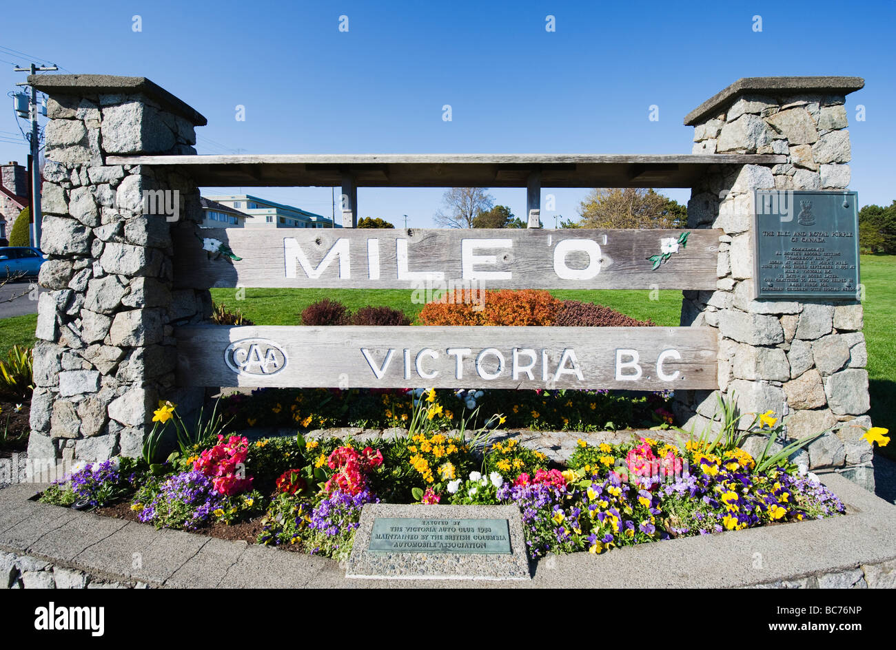mile 0 of the Trans Canada Highway Victoria Vancouver Island British Columbia Canada Stock Photo