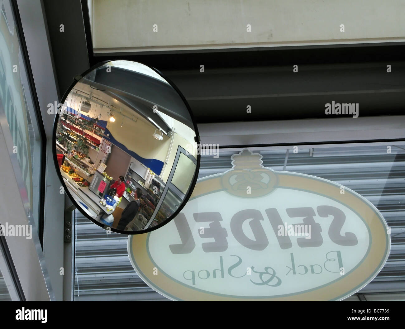 Security Mirror in a German Bakery Stock Photo Alamy