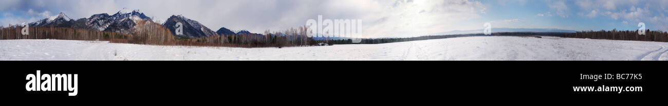 Panorama of Altai mountains. Siberia. Russia Stock Photo