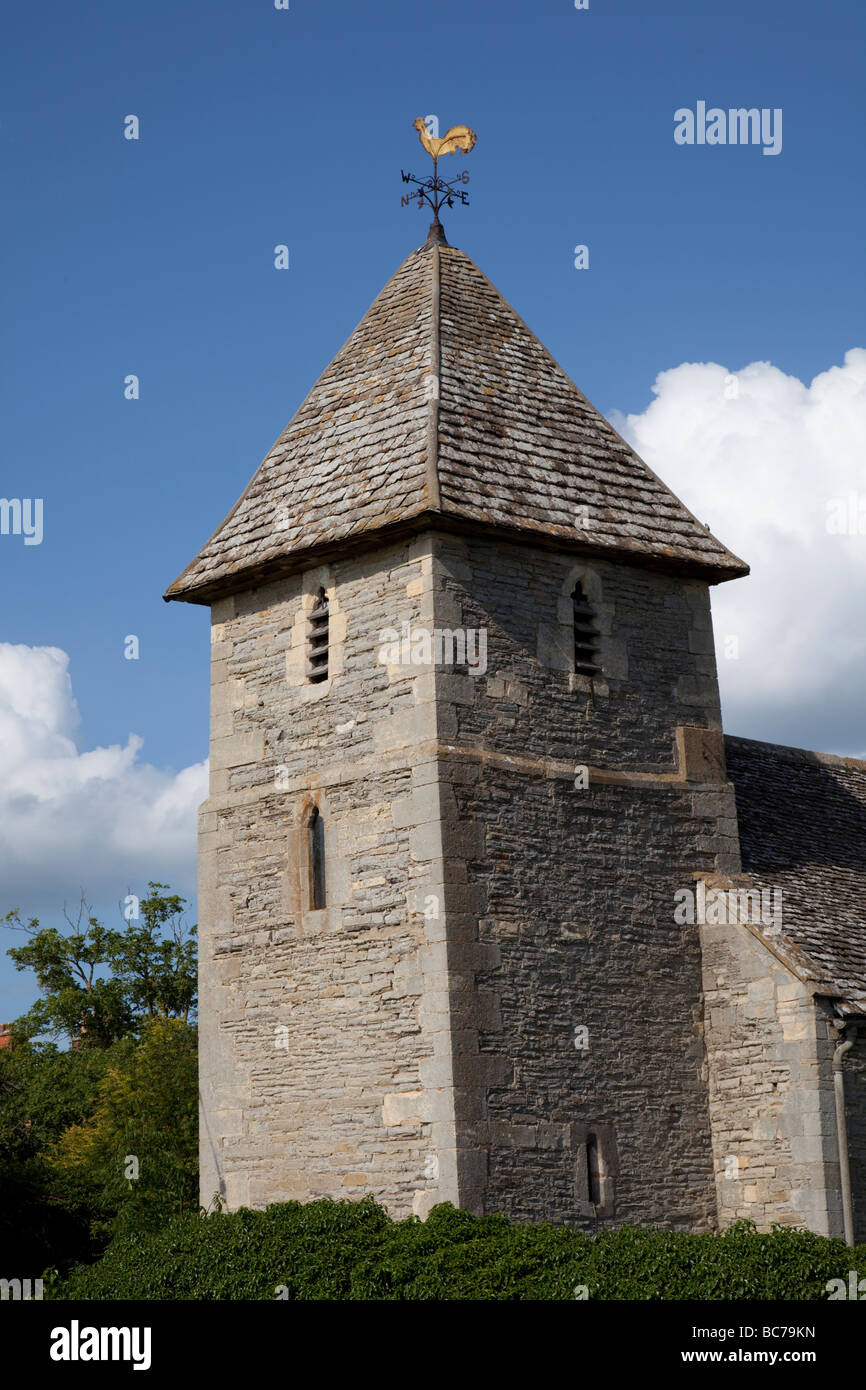 Tower of church of St Mary Magdalene Boddington Gloucestershire UK