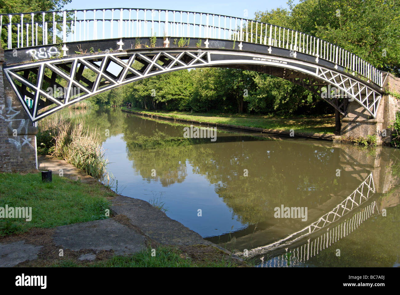 the 1820 gallows bridge crossing the grand union canal, formerly the grand junction canal, in brentford, west london, england Stock Photo