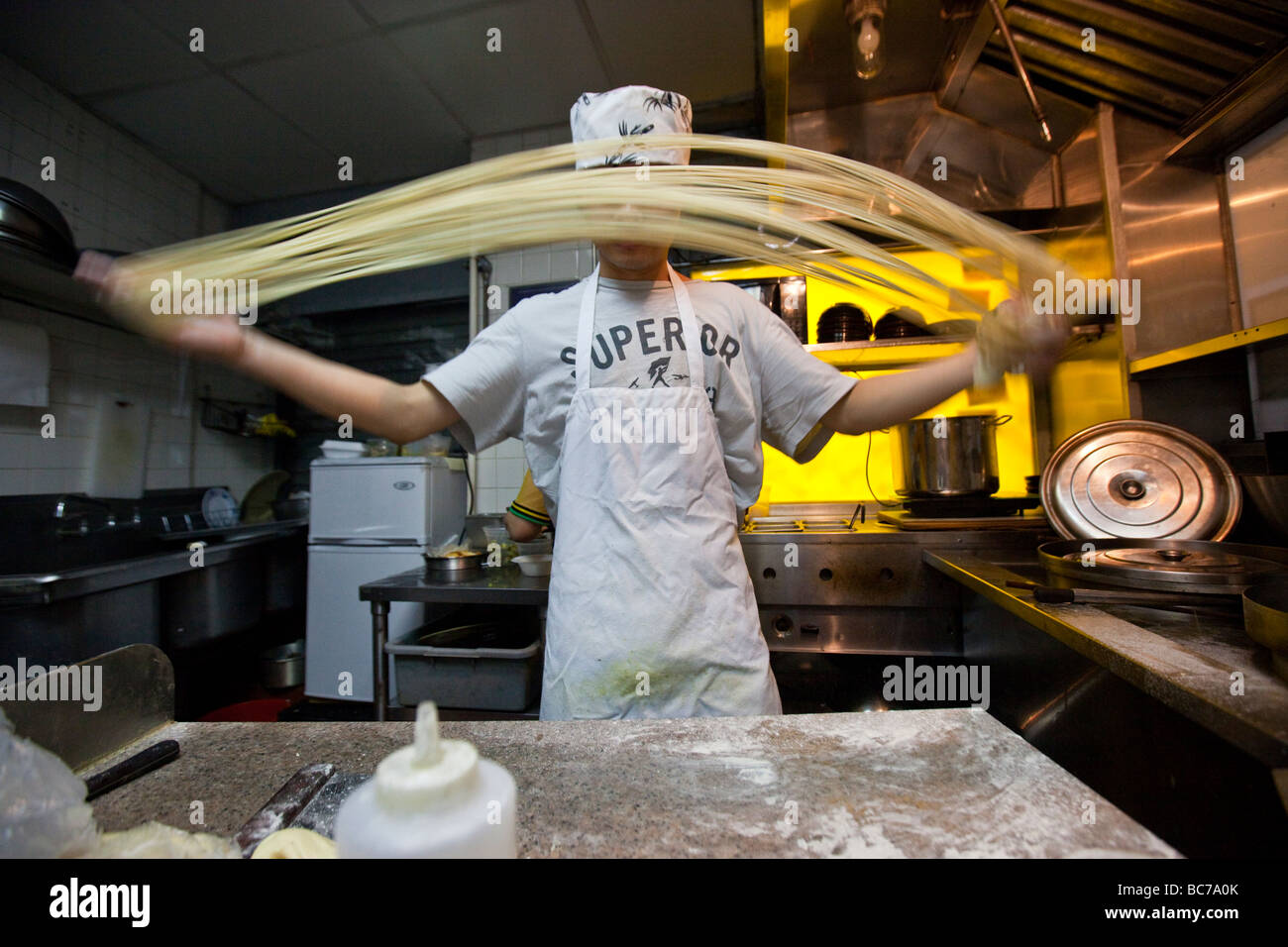 Making Handmade Noodles in a Noodle Shop in Chinatown New York CIty Stock Photo Alamy