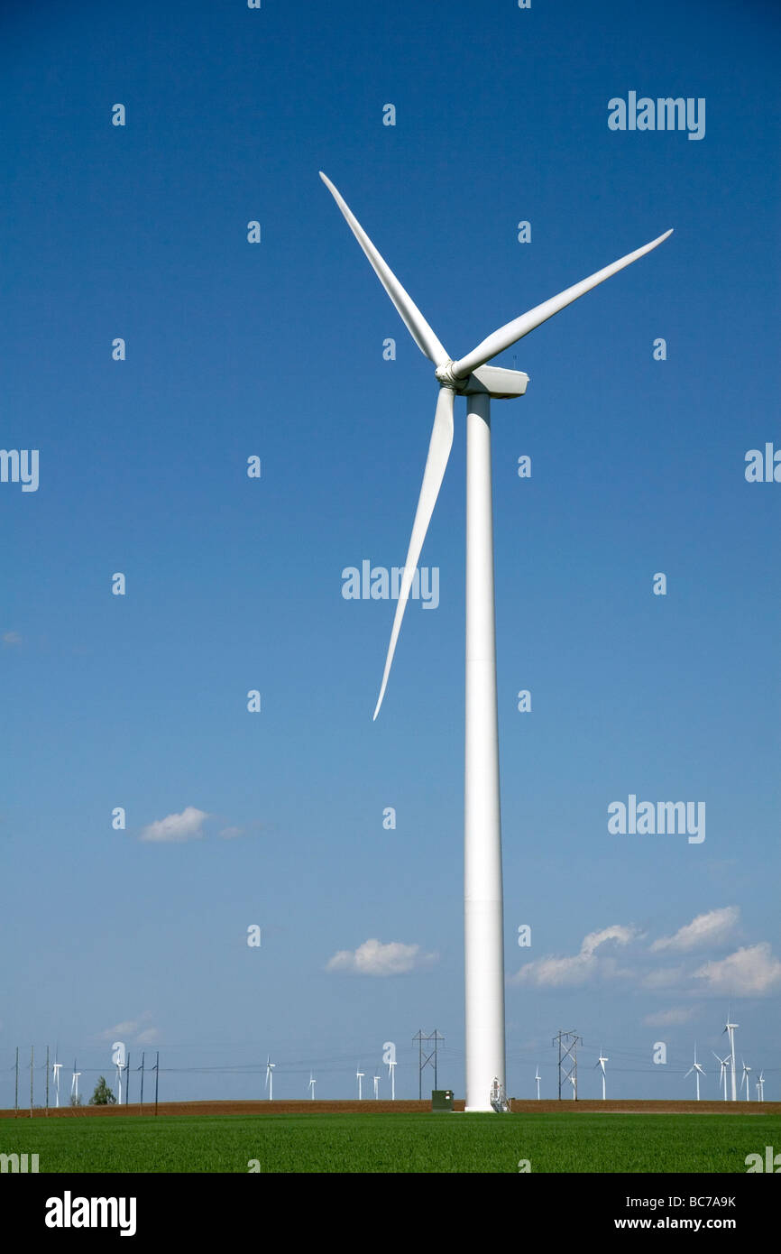Wind turbines of the Smoky Hills Wind Farm in Ellsworth County Kansas USA  Stock Photo
