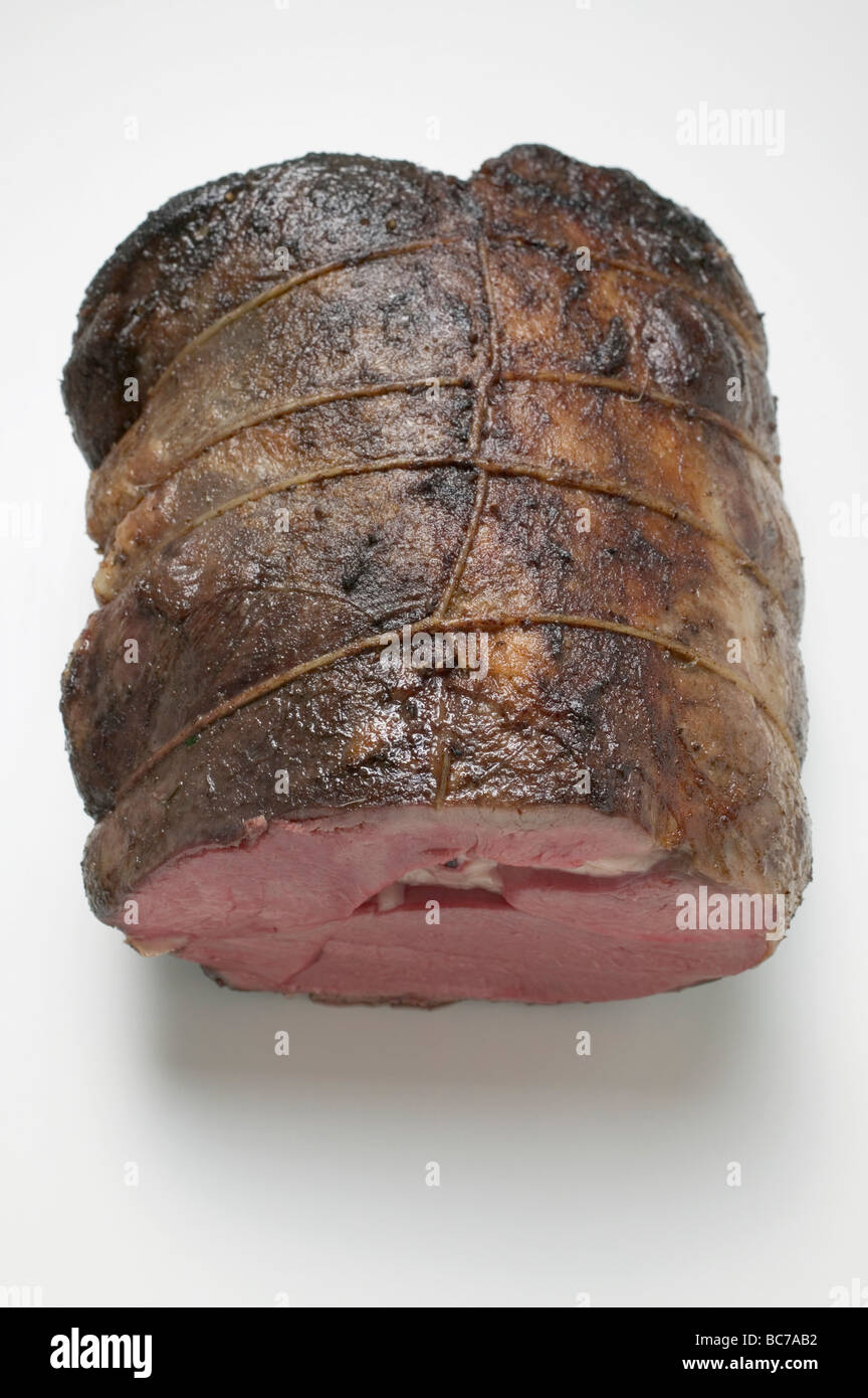 Rolled roast beef from above Stock Photo Alamy