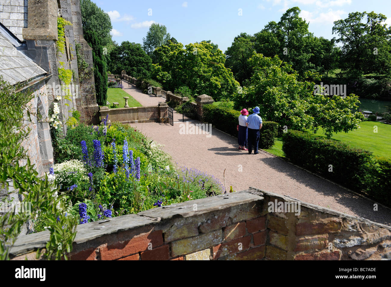 Holcombe Court stately home or manor house with landscaped garden in Devon, UK Stock Photo