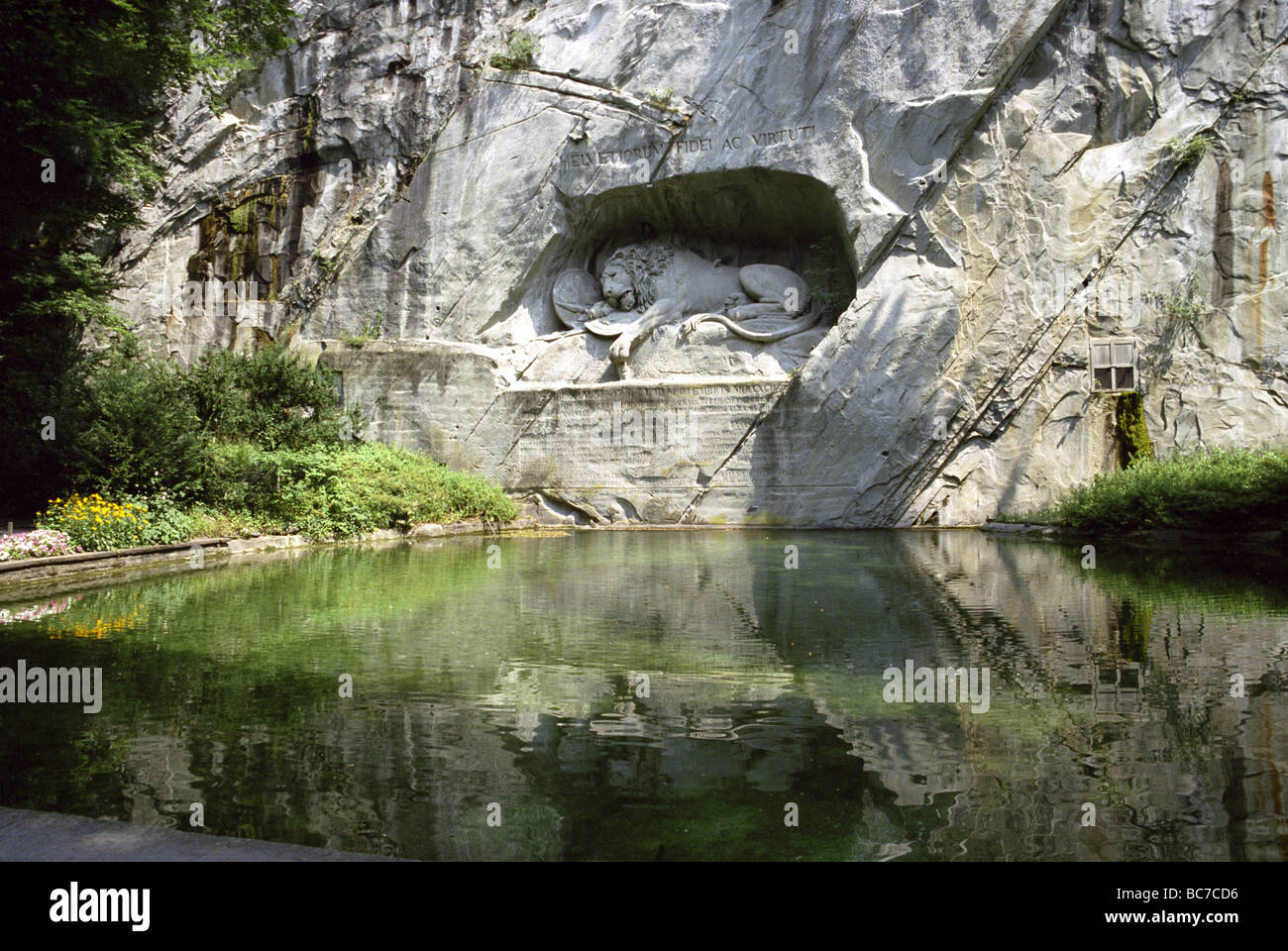 The Lion of Lucerne monument, designed by Bertel Thorvaldsen, in Lucerne, Central Switzerland Stock Photo