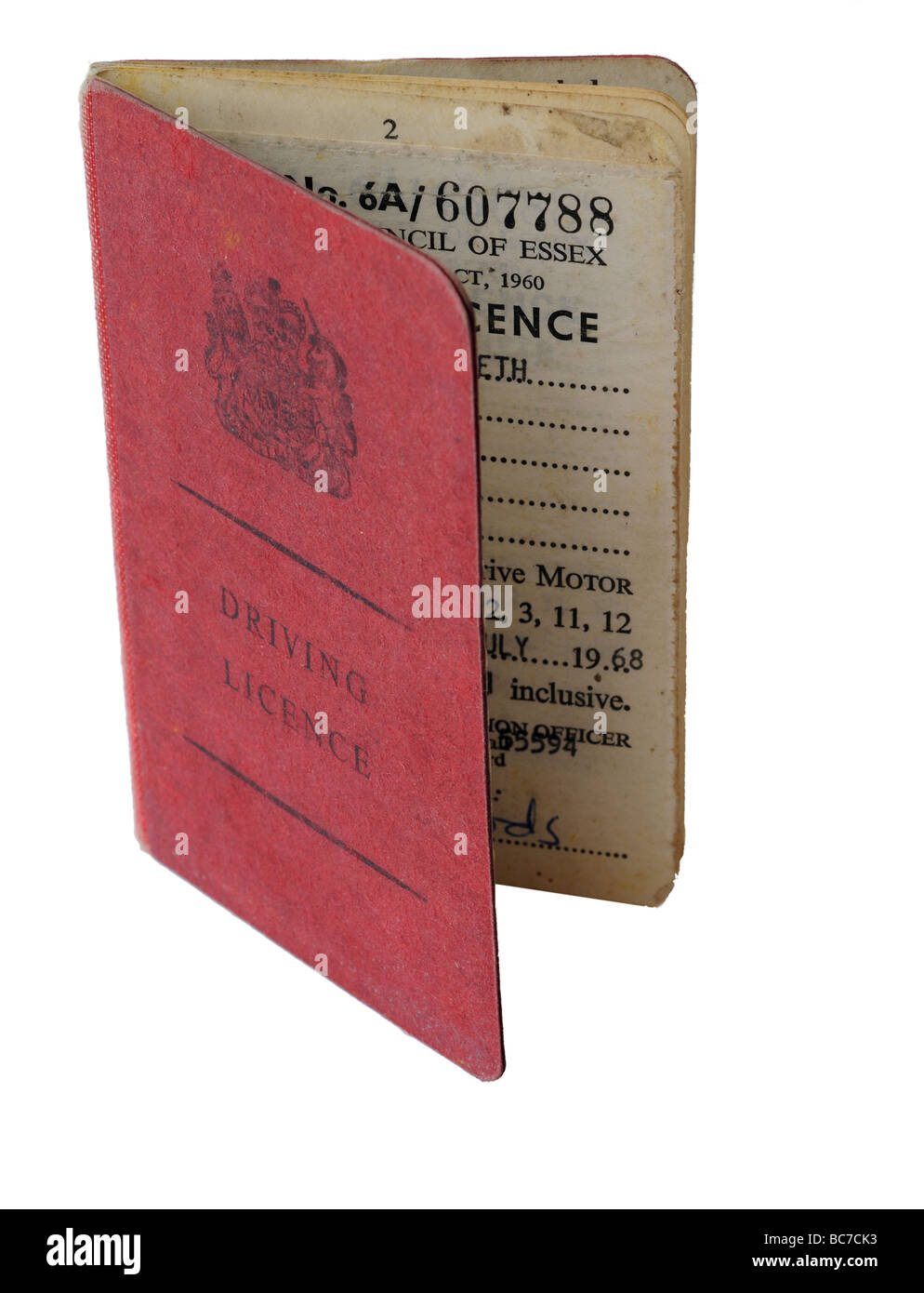 An old 1960s UK driving licence Stock Photo