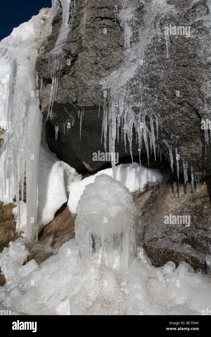 Icy frozen majesty along highway Mount Evans Scenic Byway Colorado USA Stock Photo