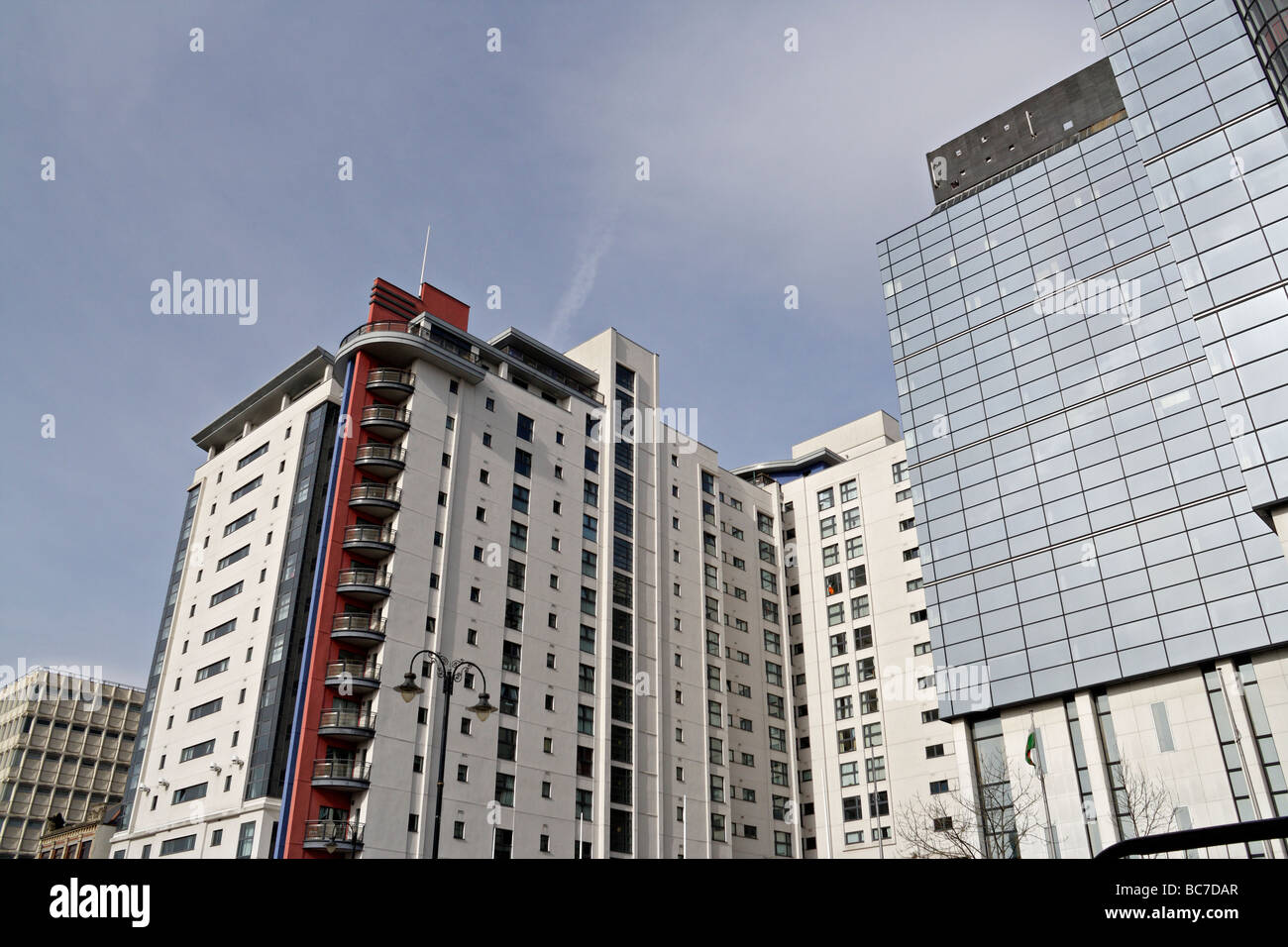 Landmark Place modern block of flats housing in Cardiff City centre