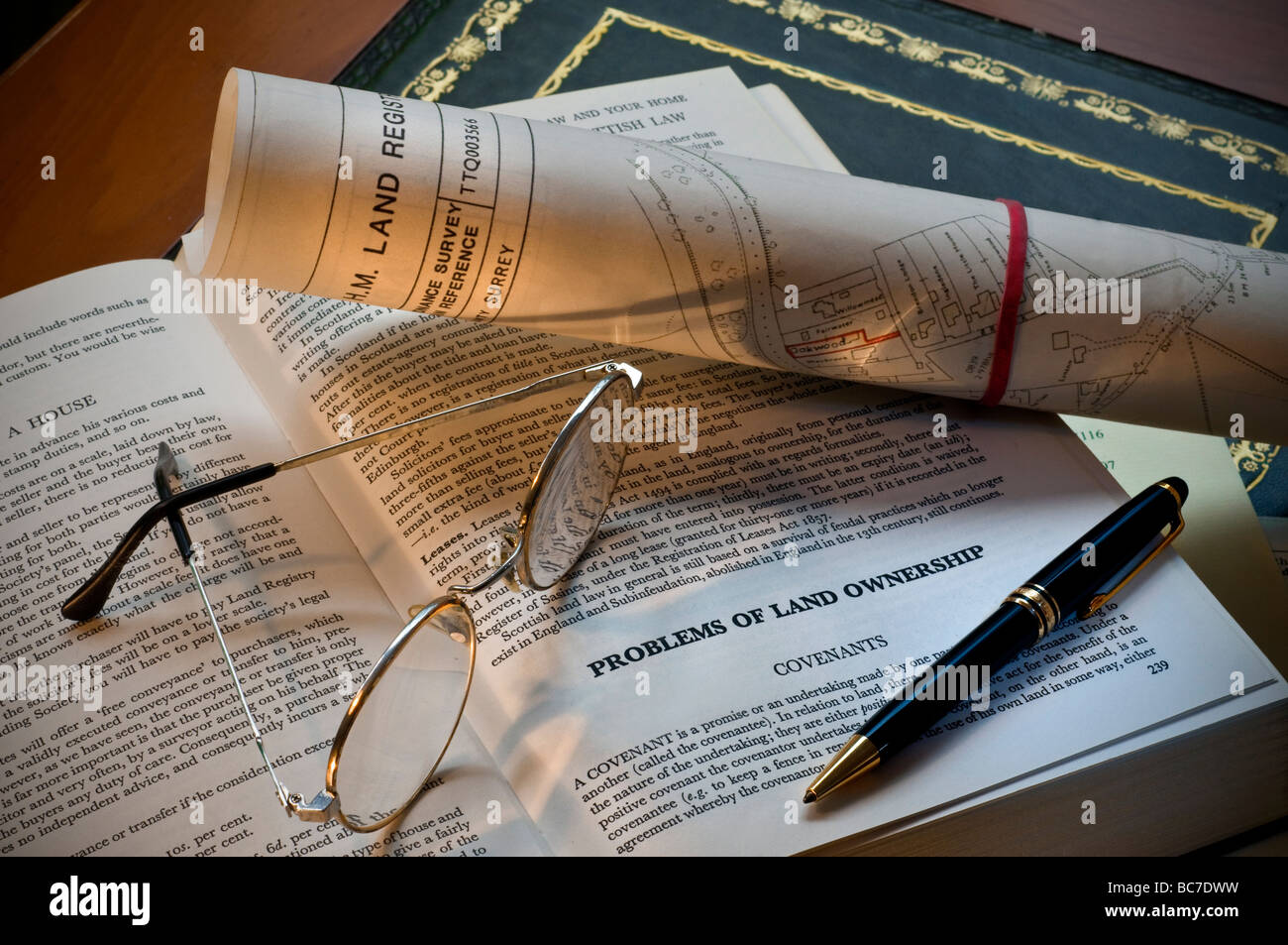 Land ownership boundary dispute neighbours English law book, pen