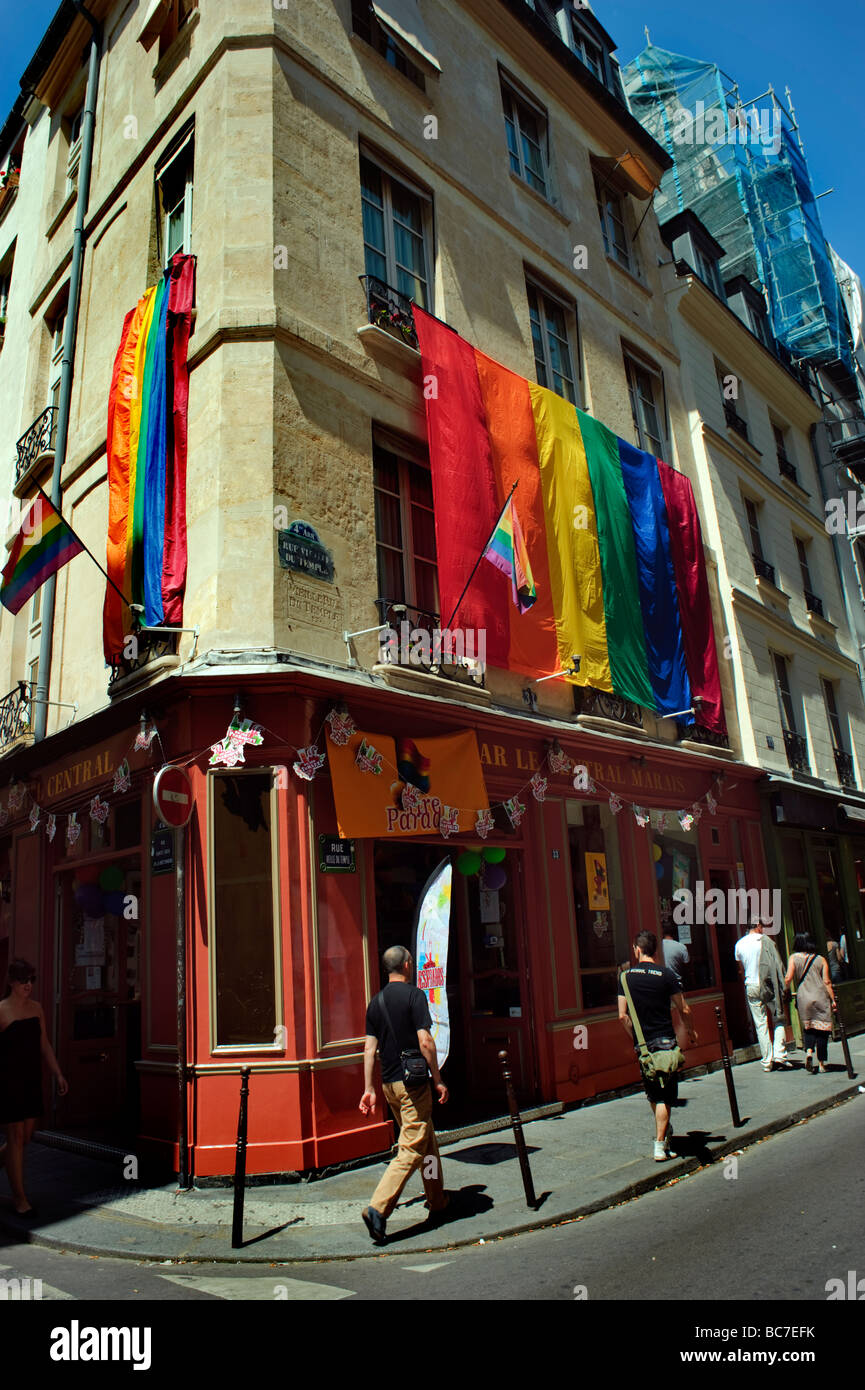 Paris France, Gay Bar in the Marais "Le Central" Building Facade with