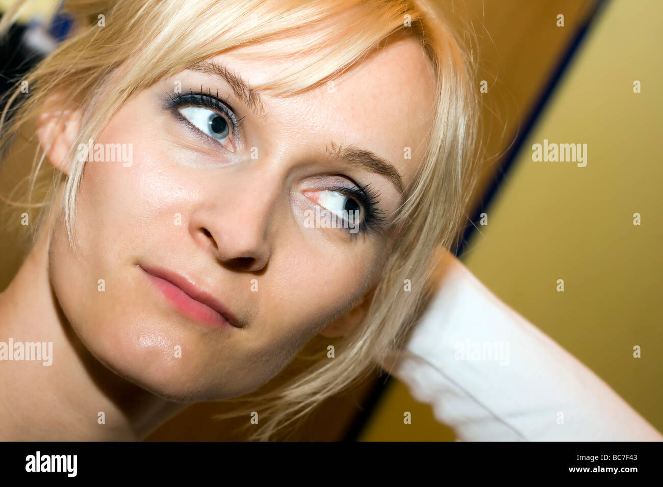 Close up of the woman face with blue eyes Stock Photo - Alamy