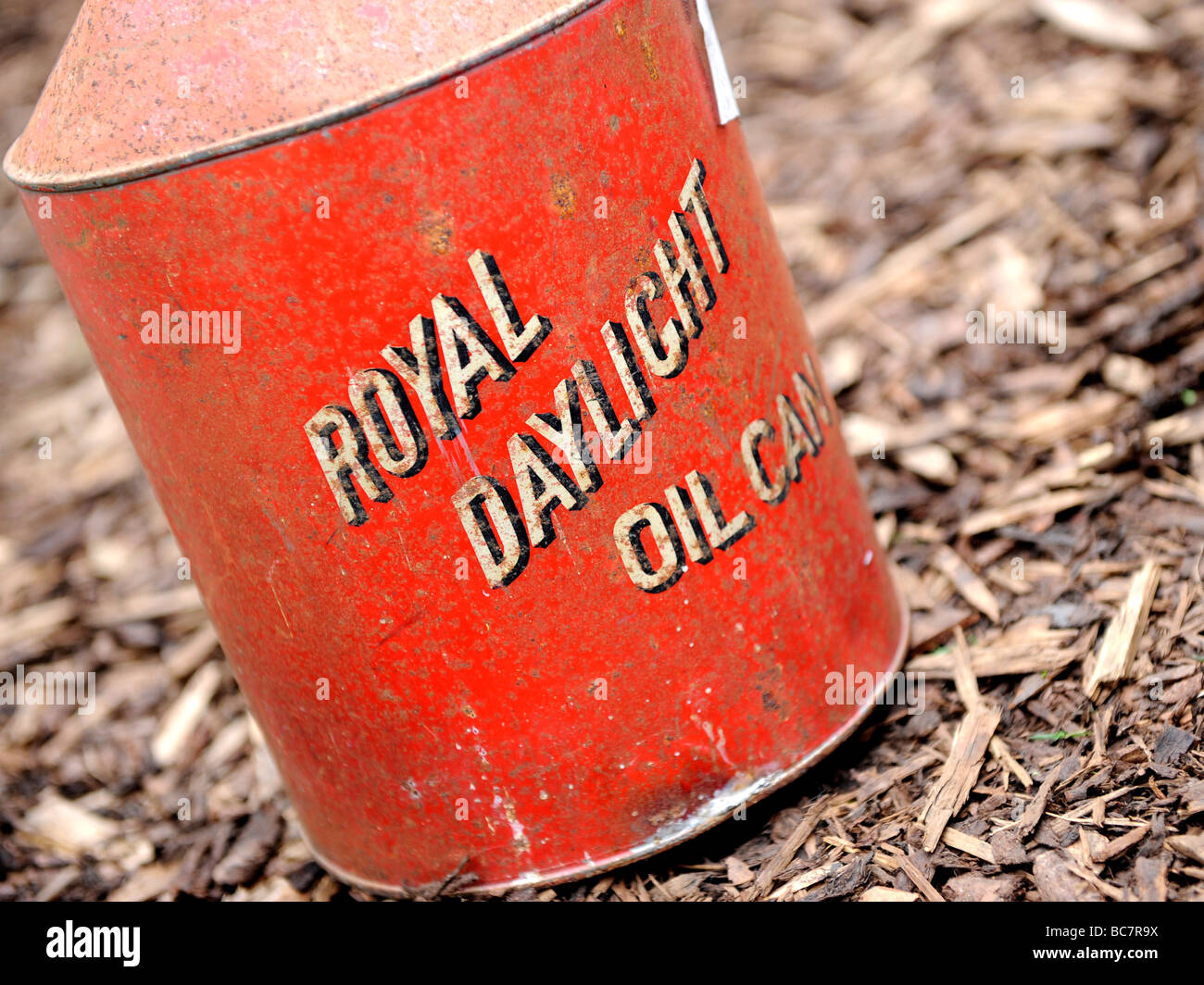 an old red gerry oil can Stock Photo Alamy