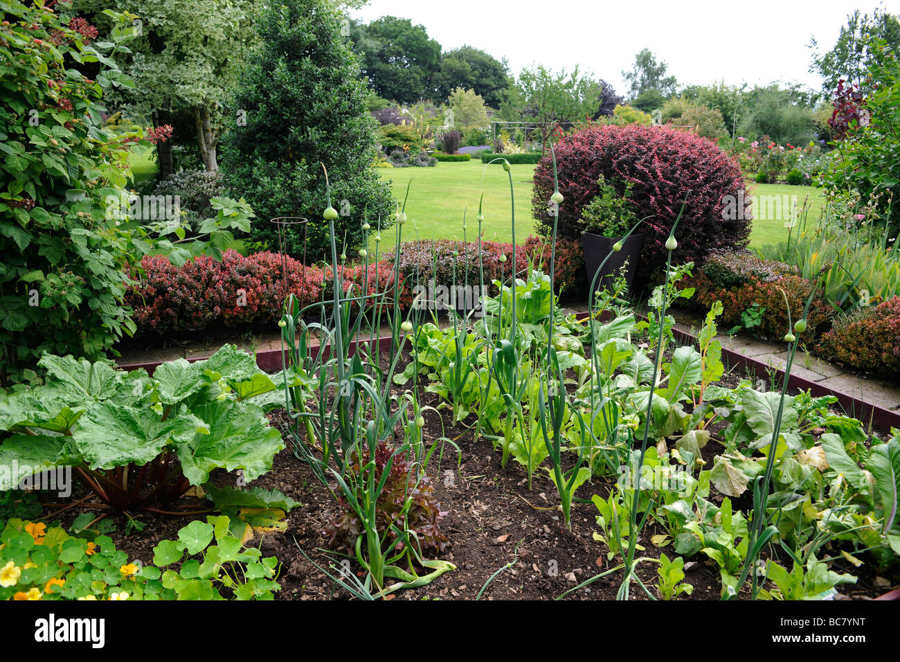 Vegetable garden plots in a landscaped English Garden in Stoberry Park
